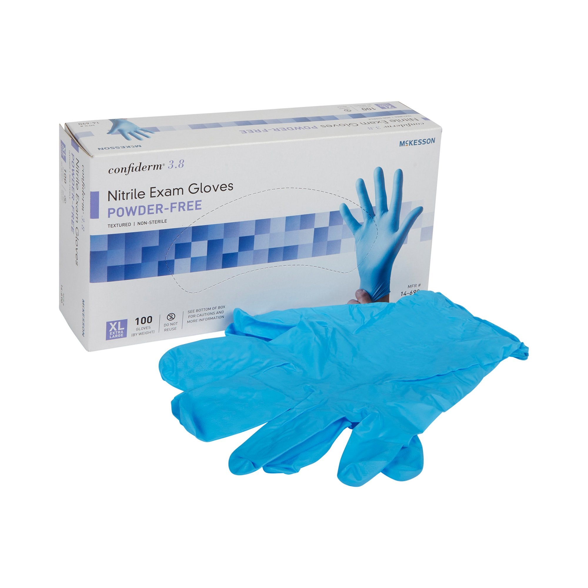 McKesson Confiderm® 3.8 Nitrile Exam Glove, Extra Large, Blue