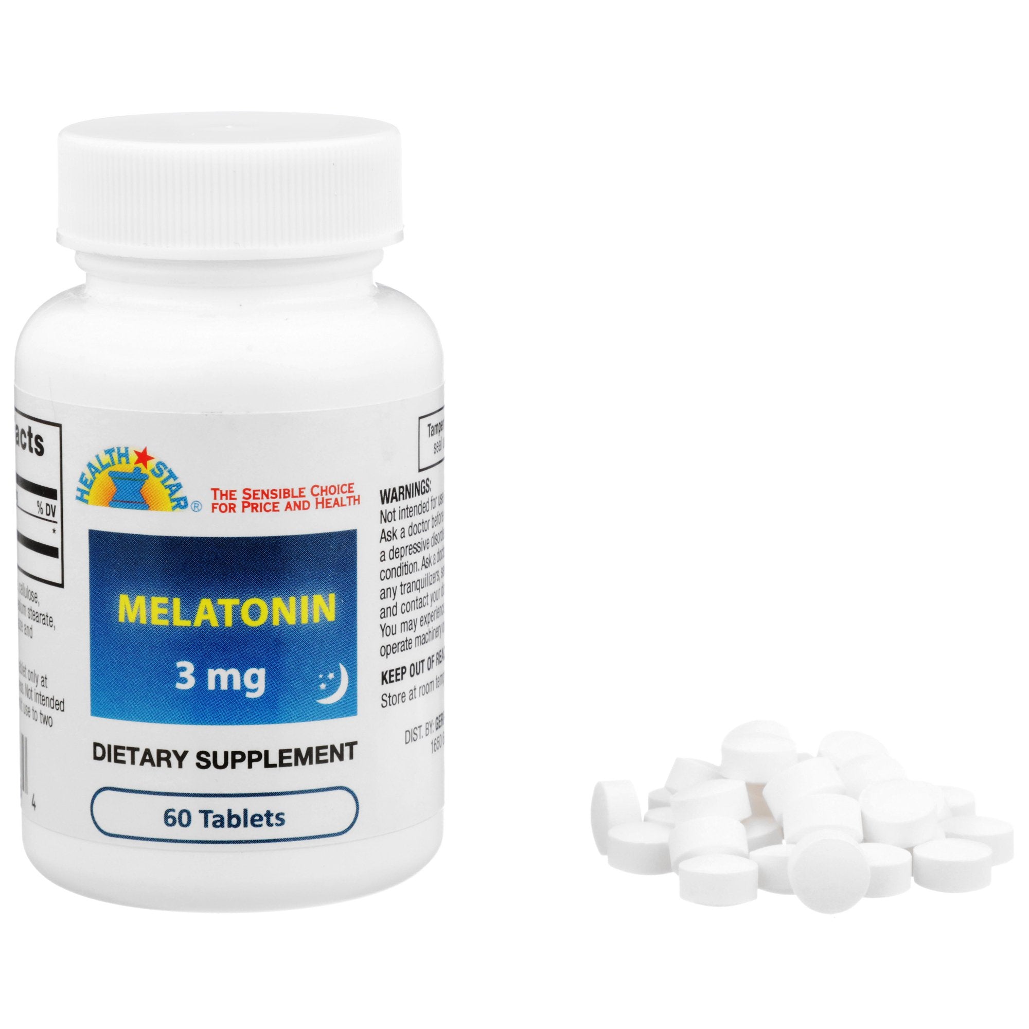 Natural Sleep Aid HEALTH STAR® 60 per Bottle Tablet 3 mg Strength