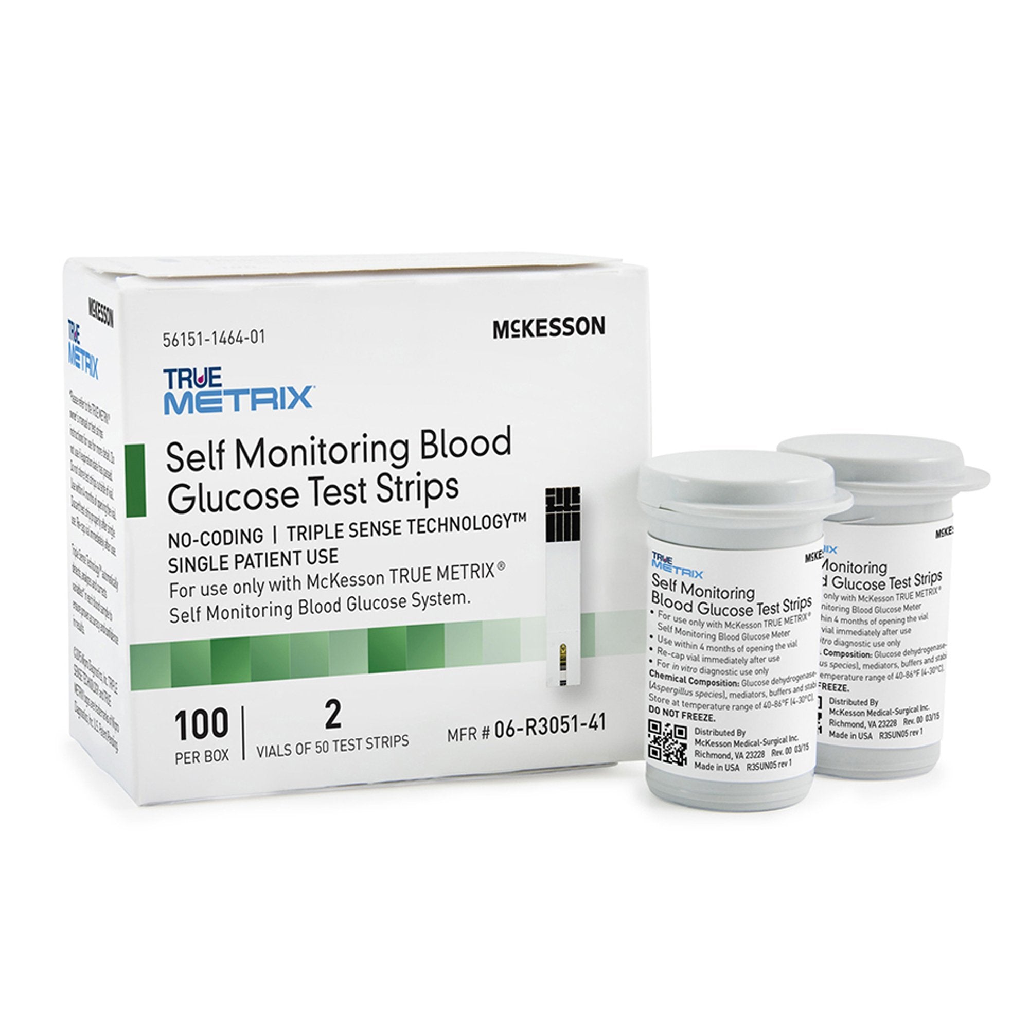 Blood Glucose Test Strips McKesson TRUE METRIX® 100 Strips per Pack For McKesson TRUE METRIX® Self Monitoring Blood Glucose System