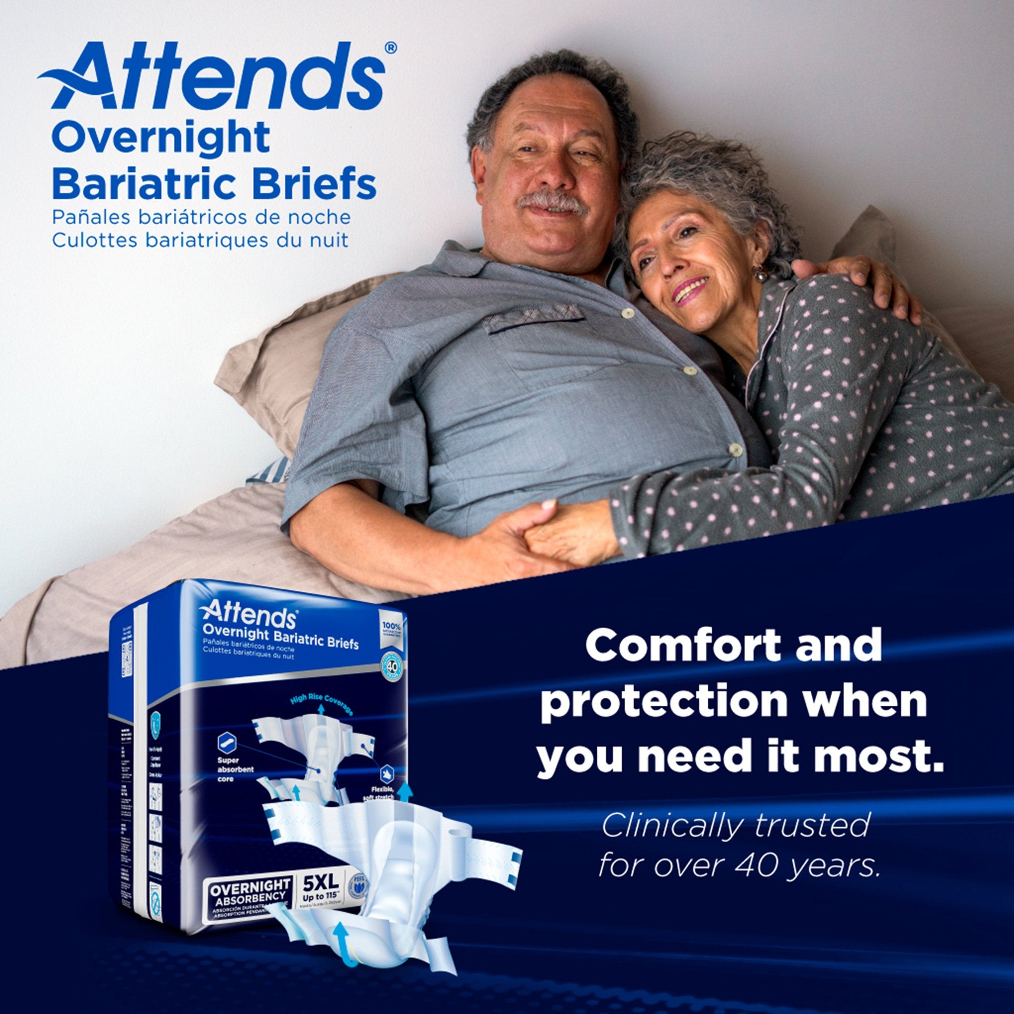 Incontinence Brief Attends® Overnight Bariatric Adult 5X-Large Unisex Disposable Heavy Absorbency - image 4