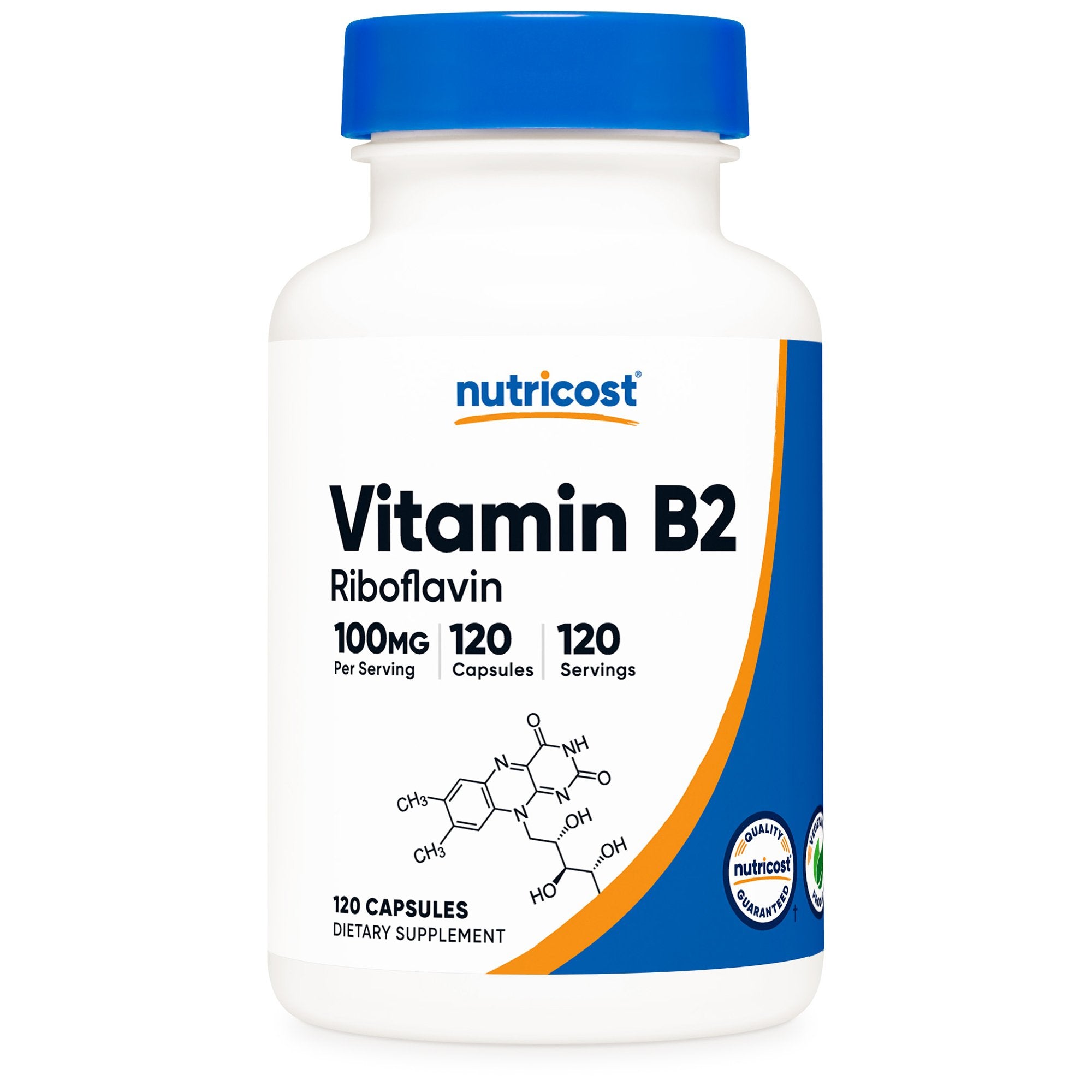 Dietary Supplement nutricost® Vitamin B2 Riboflavin Vitamin B2 100 mg Strength Capsule 120 Per Bottle