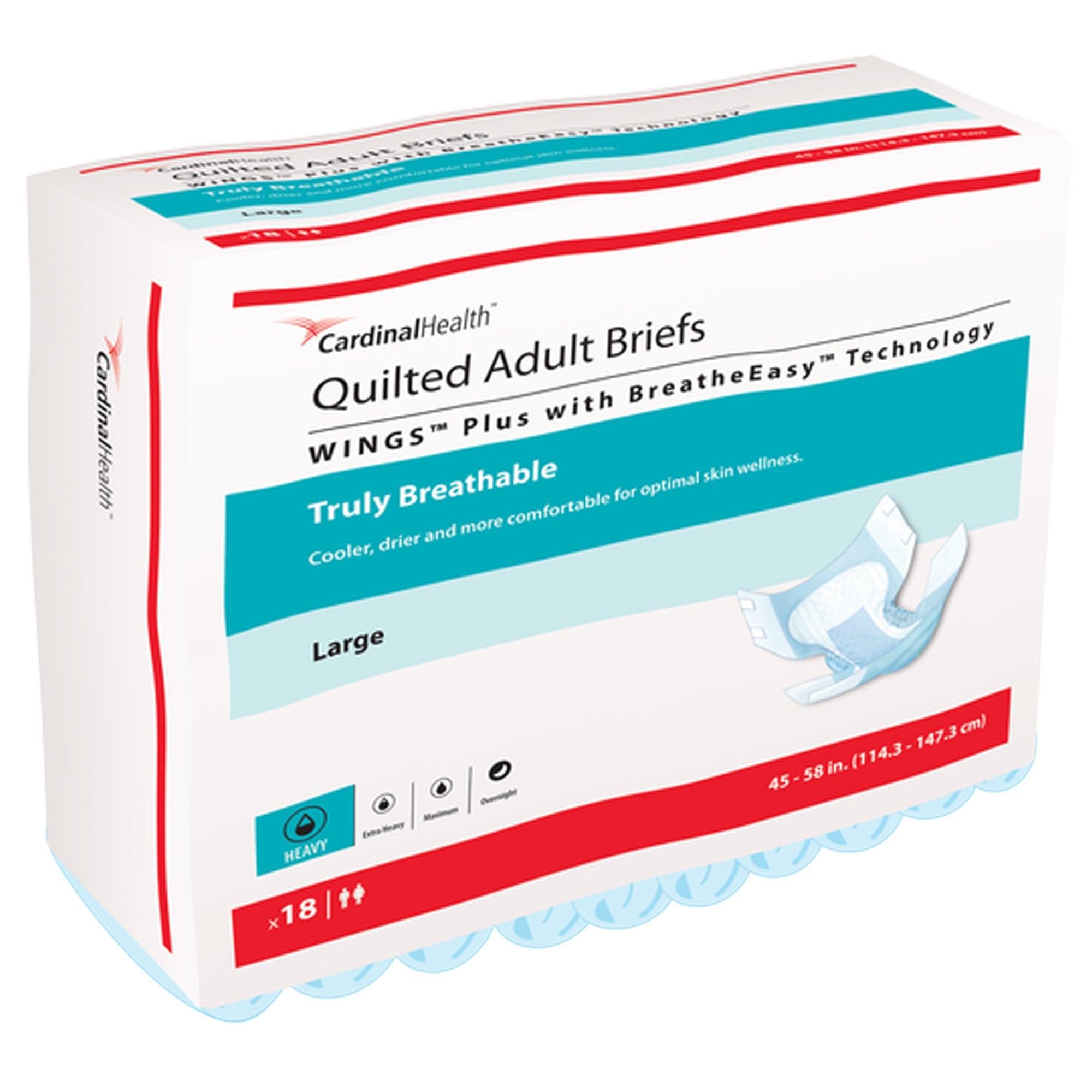 Incontinence Brief Wings™ Quilted Plus with BreatheEasy™ Technology Adult Large Unisex Disposable Heavy Absorbency - image 3