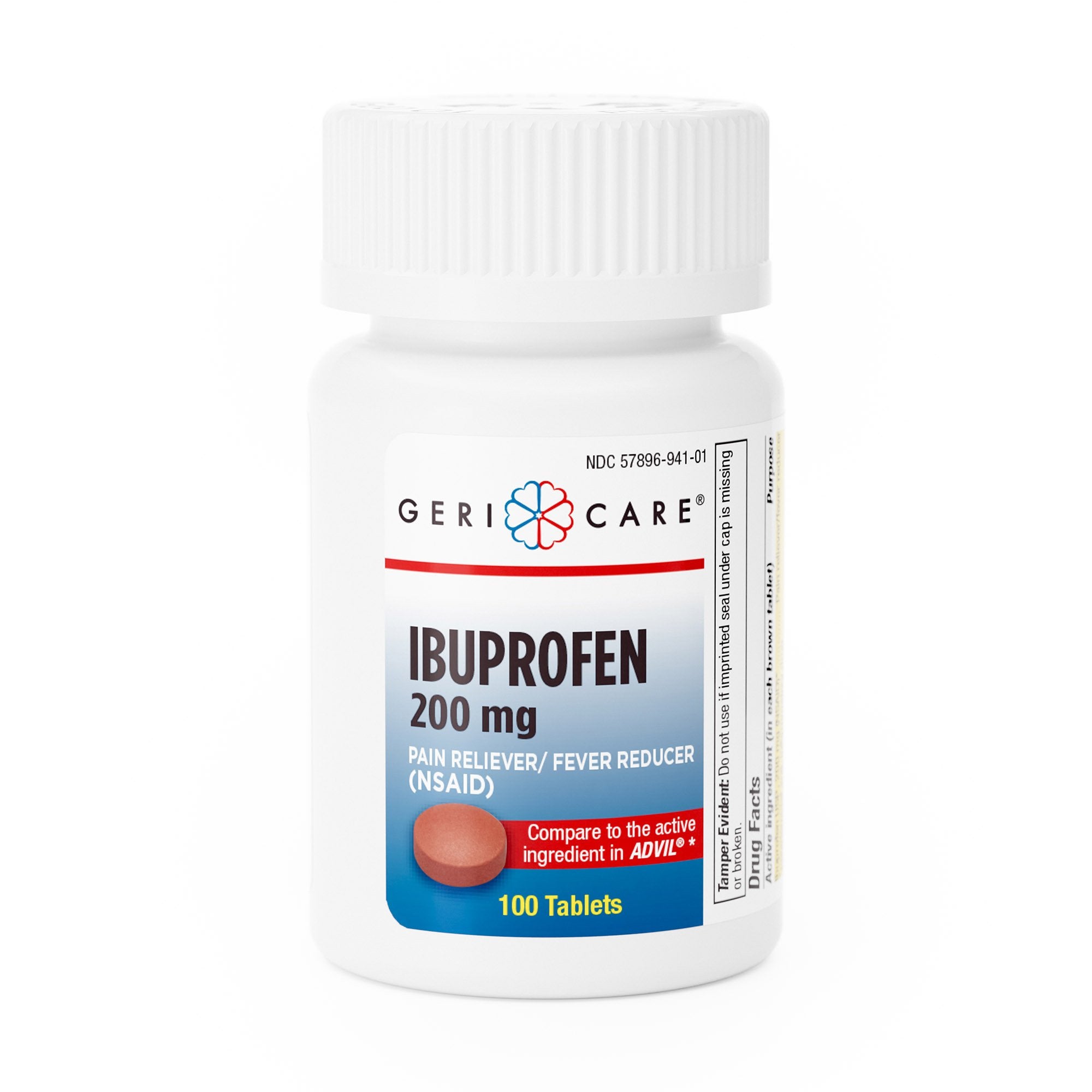 Pain Relief Geri-Care® 200 mg Strength Ibuprofen Tablet 100 per Bottle