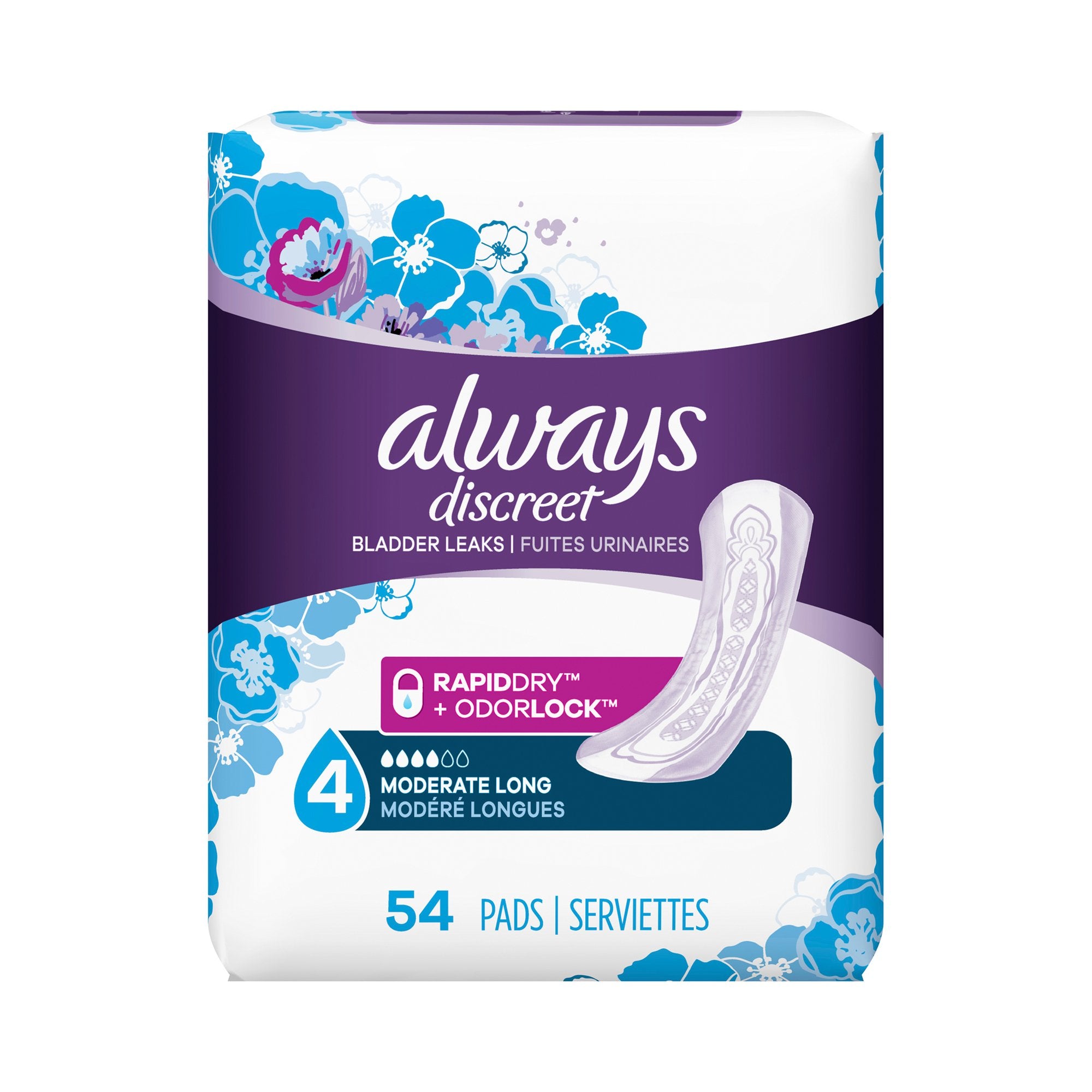 Bladder Control Pad Always® Discreet 13-1/2 Inch Length Moderate Absorbency Absorbent Gel Core One Size Fits Most - image 6