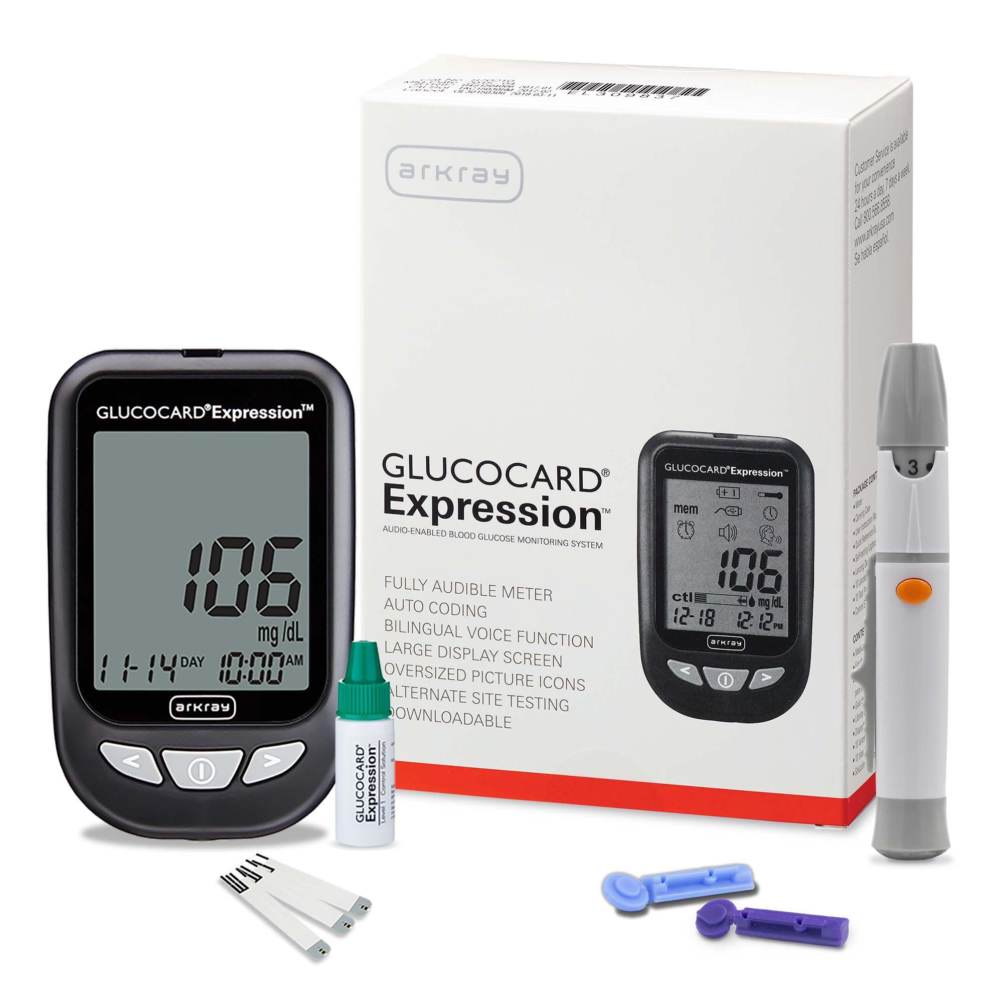 Blood Glucose Meter Glucocard® Expresson™ 6 Second Results Stores up to 7 Results No Coding Required