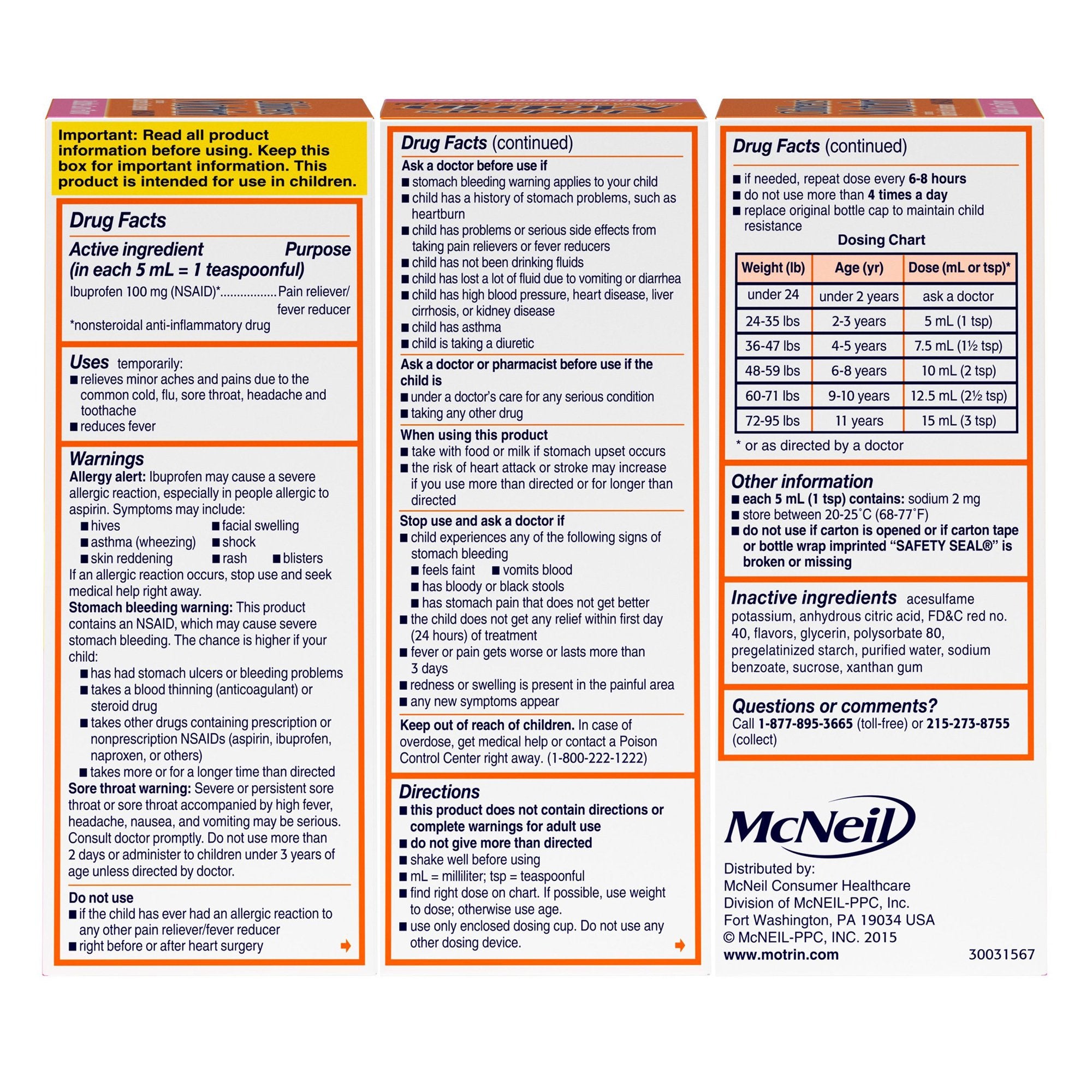 Children's Pain Relief Motrin® 100 mg / 5 mL Strength Ibuprofen Oral Suspension - image 4