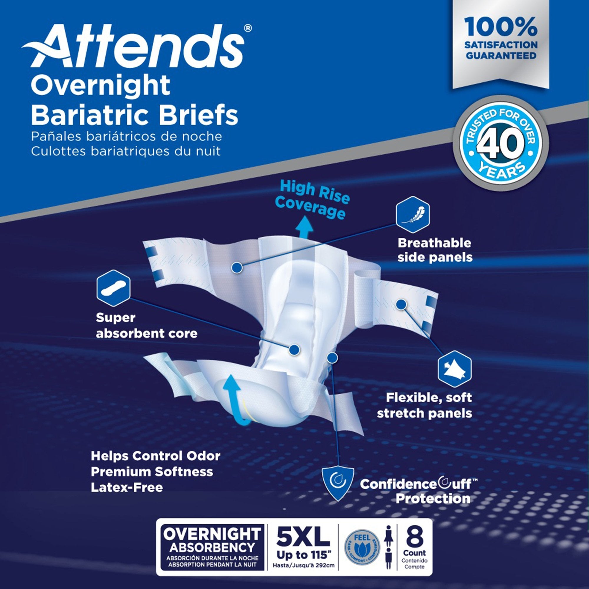 Incontinence Brief Attends® Overnight Bariatric Adult 5X-Large Unisex Disposable Heavy Absorbency - image 5