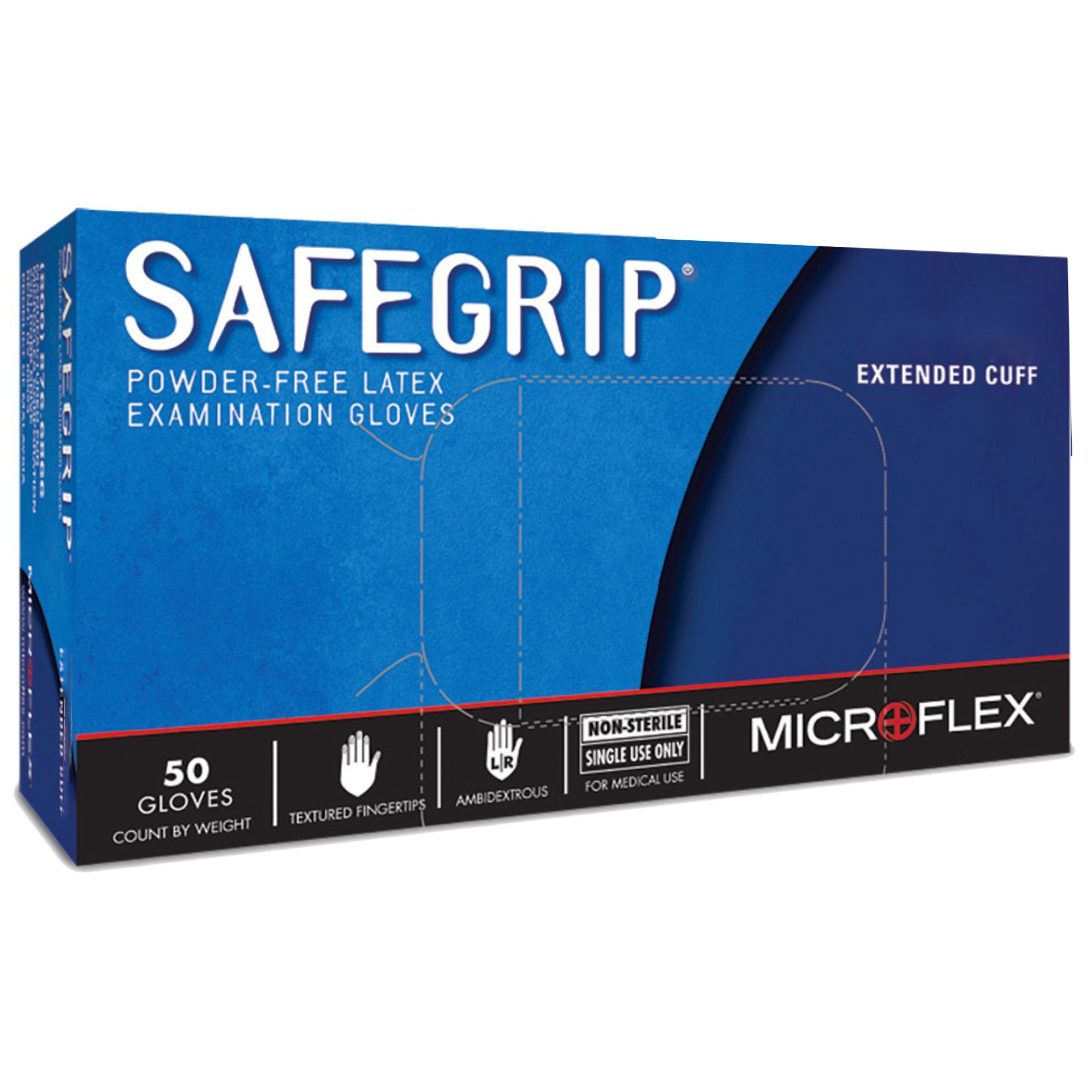 SafeGrip® Latex Extended Cuff Length Exam Glove, Medium, Blue