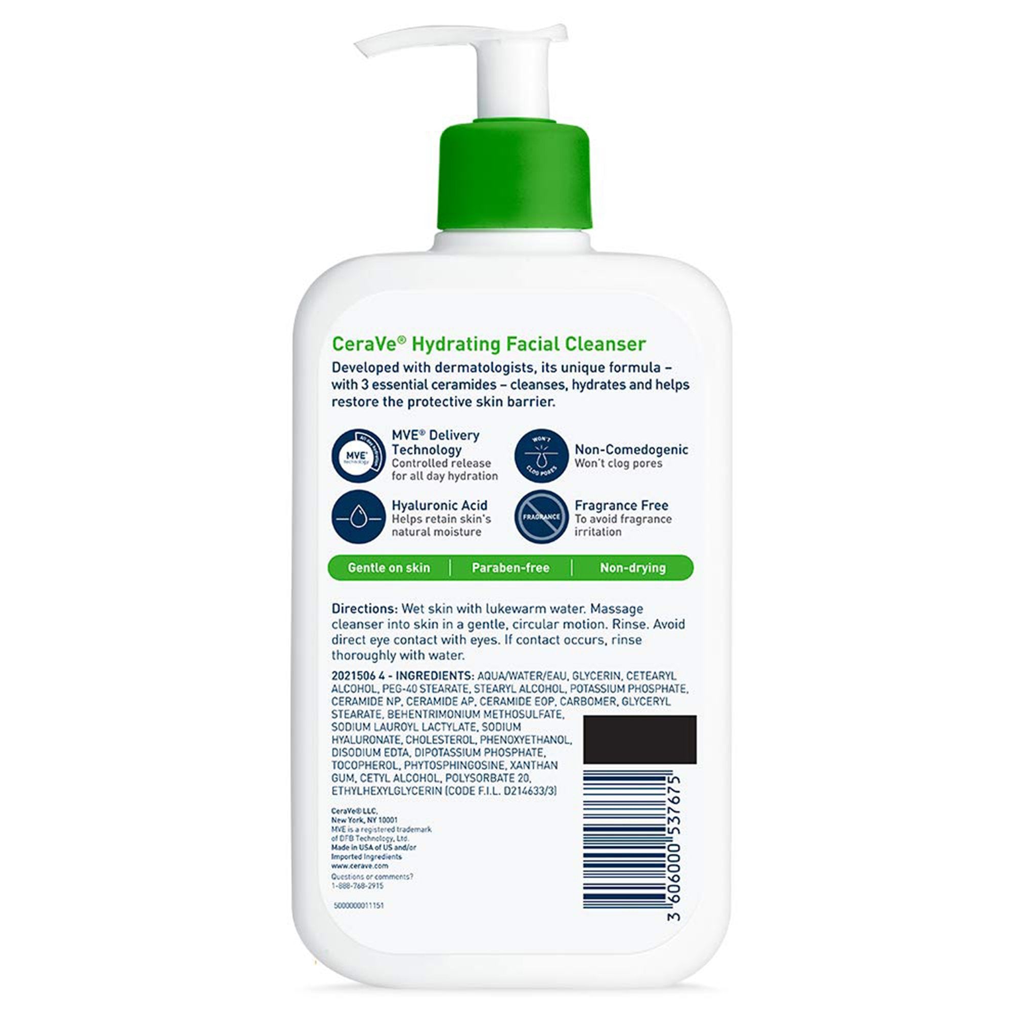 Facial Cleanser CeraVe® Hydrating Lotion 16 oz. Pump Bottle Unscented - image 2