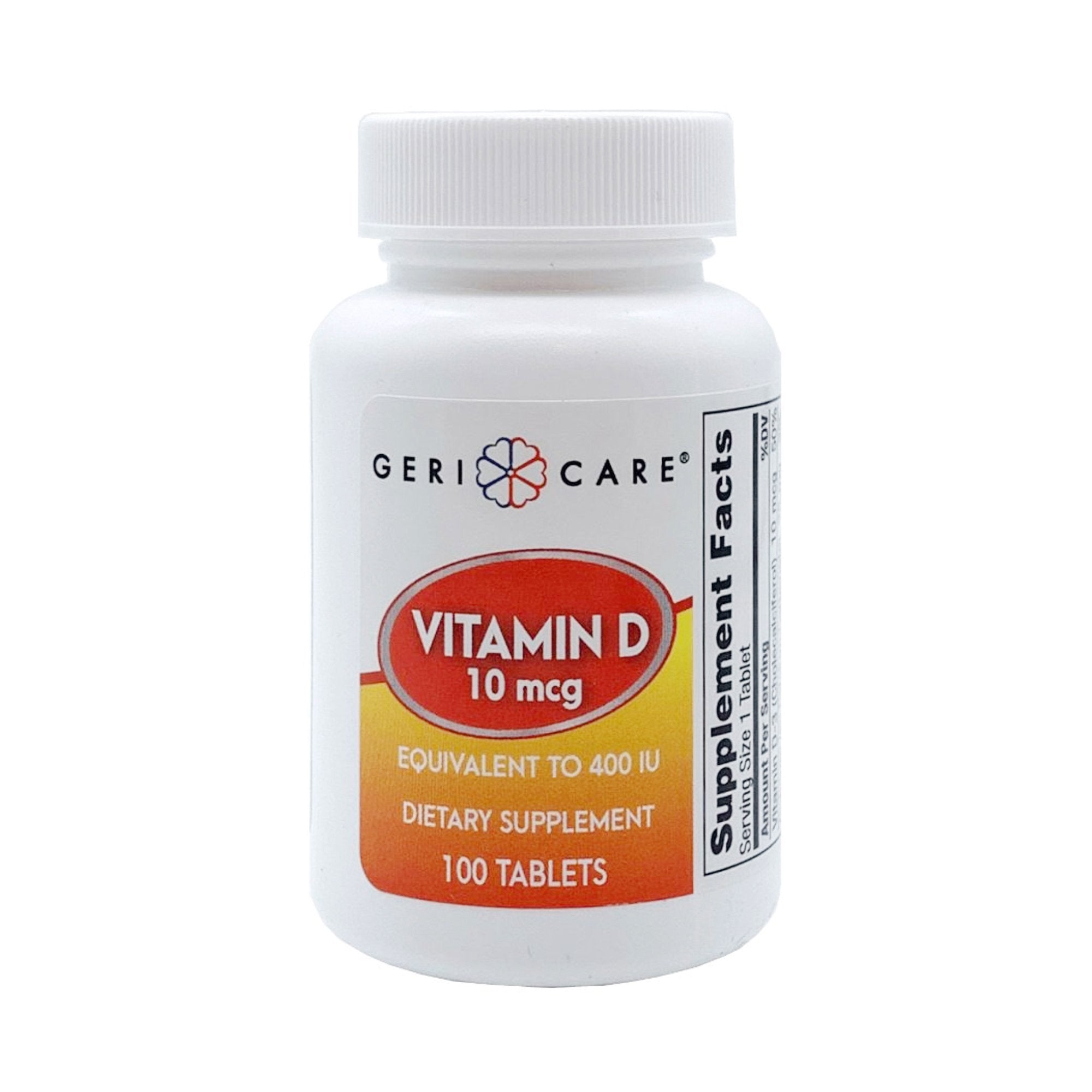 Vitamin Supplement Geri-Care® Vitamin D3 400 IU Strength Tablet 100 per Bottle