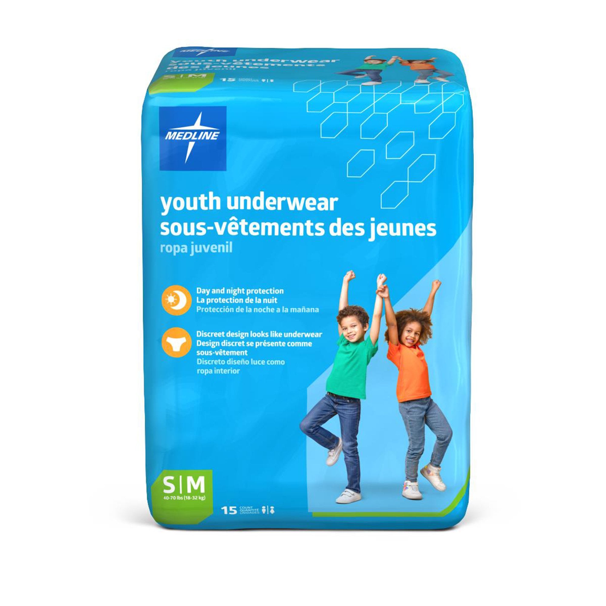 Unisex Youth Absorbent Underwear Pull On with Tear Away Seams Small / Medium Disposable Heavy Absorbency - image 3