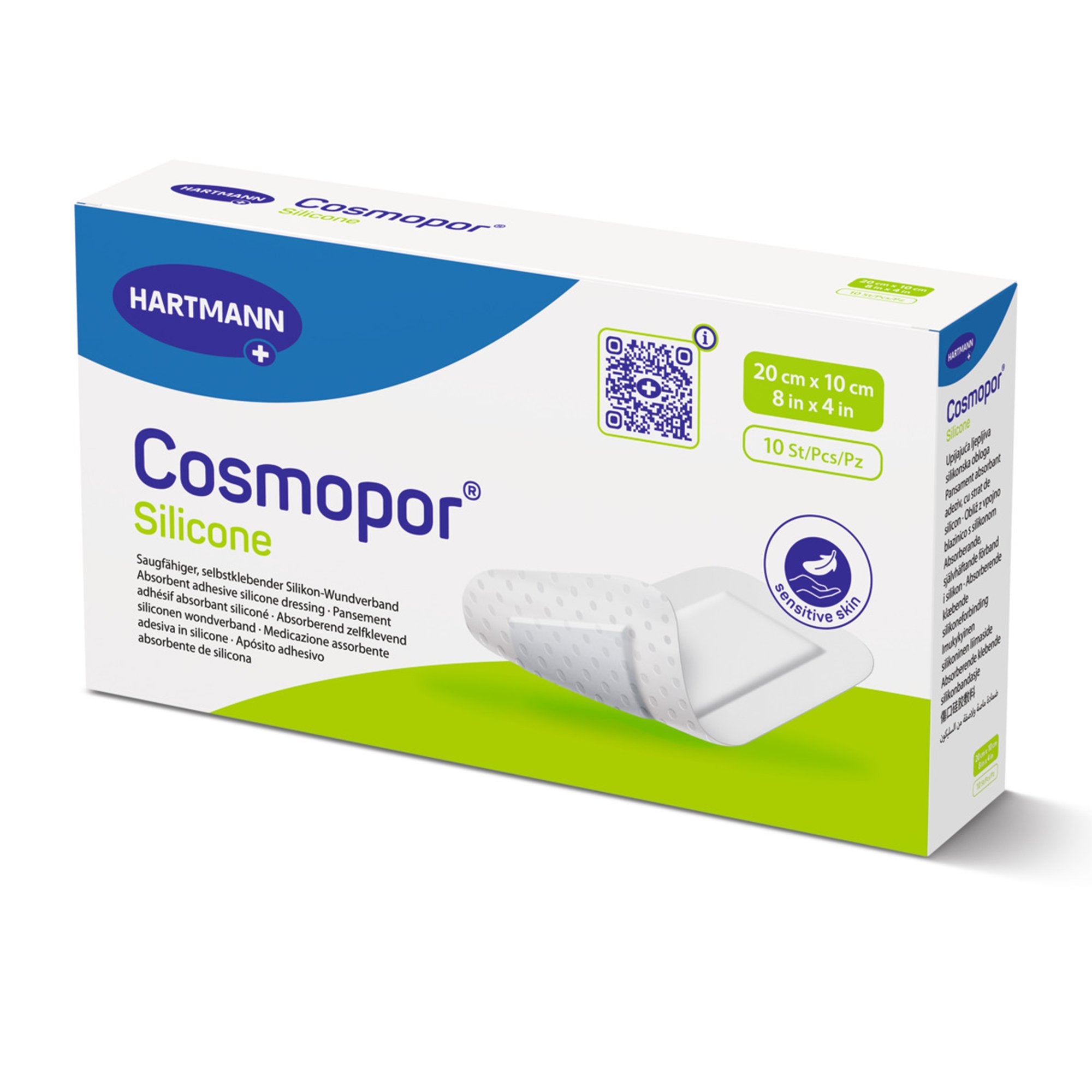 Cosmopor® Silicone Island Dressing w/ Water Resistant Backing, 4 x 8 Inch