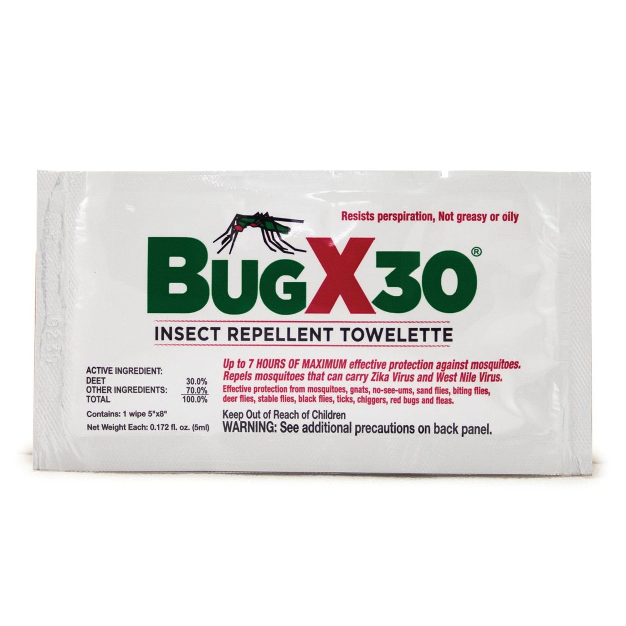 Insect Repellent DEET BugX® 30 Towelette Individual Packet