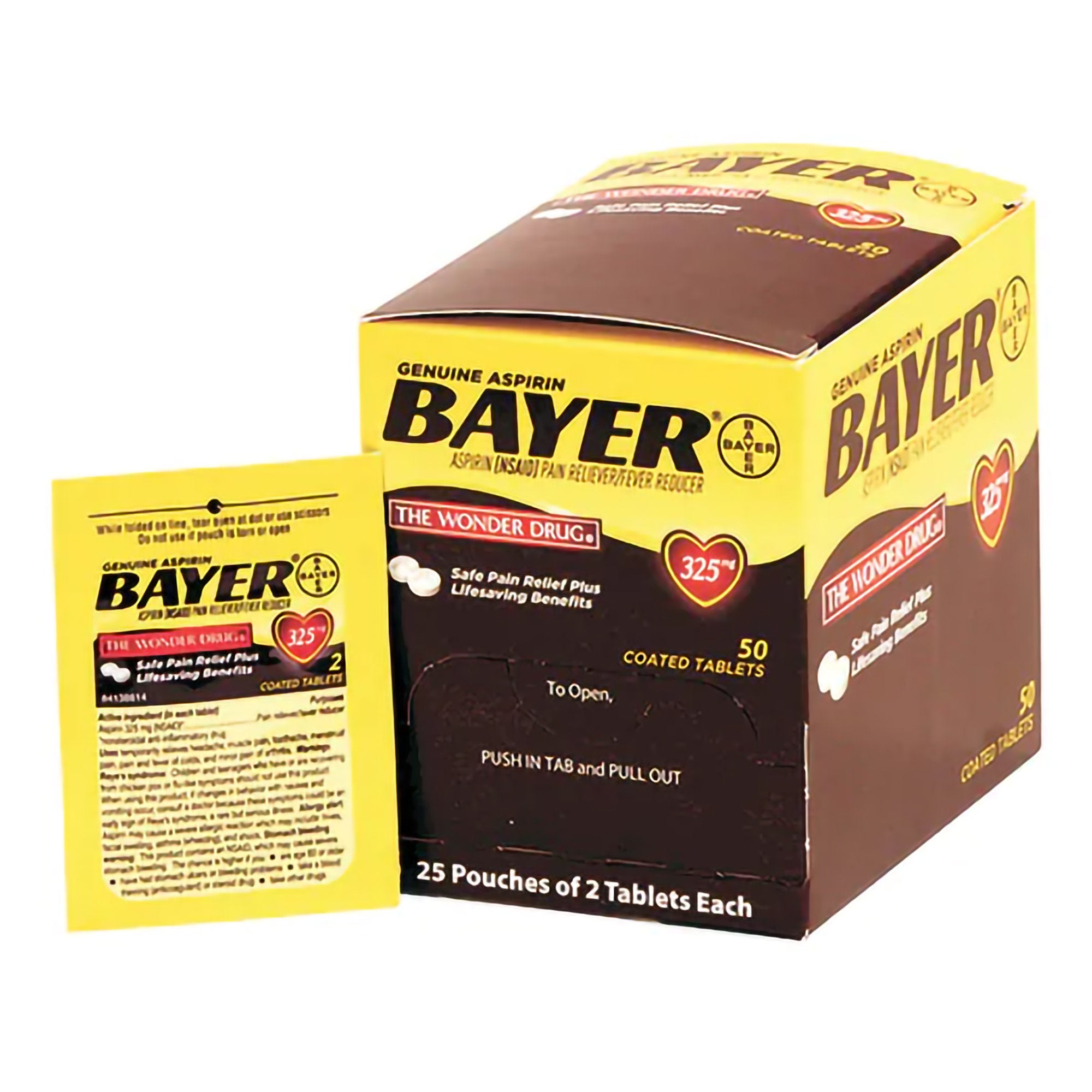 Pain Relief Bayer® 325 mg Strength Aspirin Tablet 25 per Box