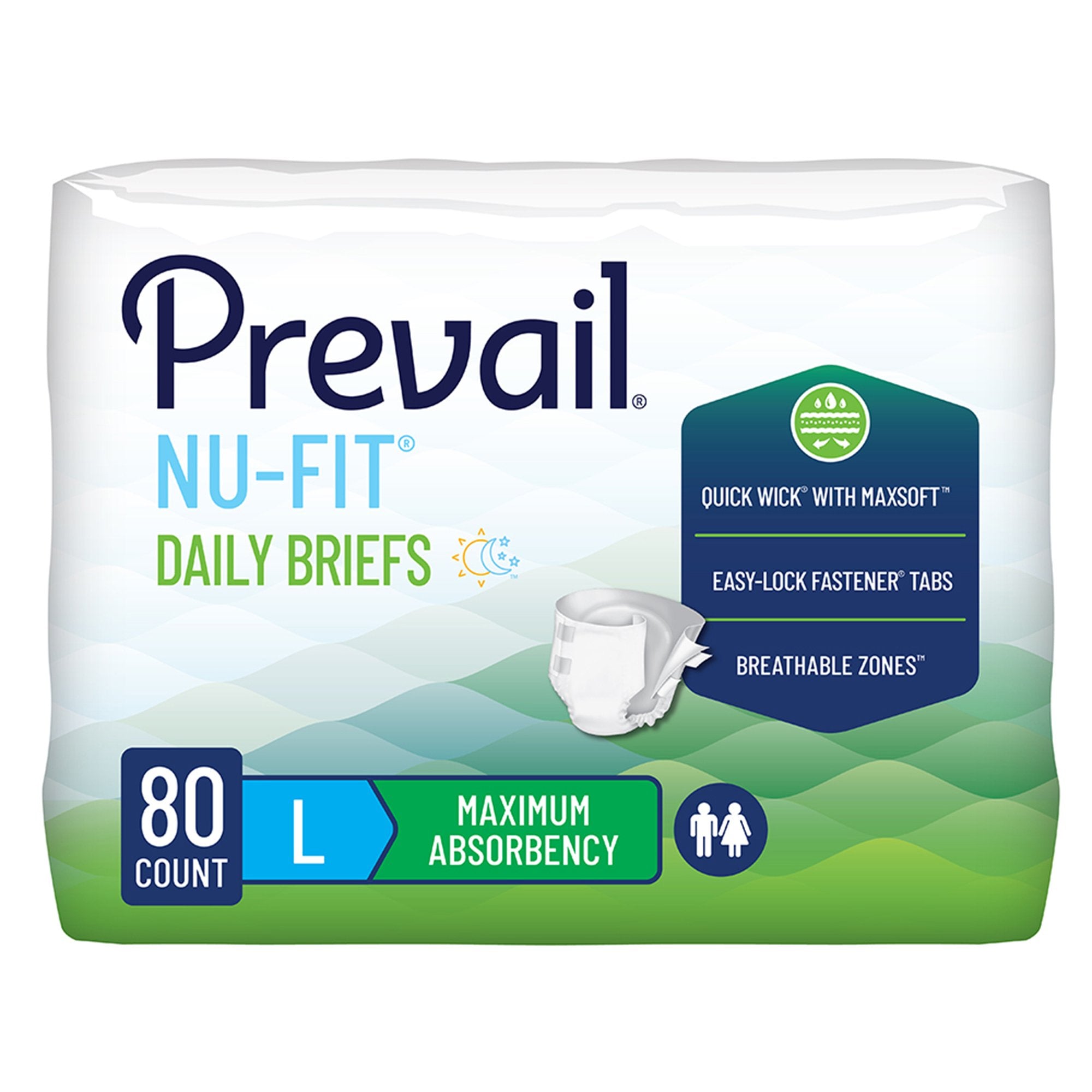 Incontinence Brief Prevail® Nu-Fit® Adult Large Unisex Disposable Heavy Absorbency - image 2