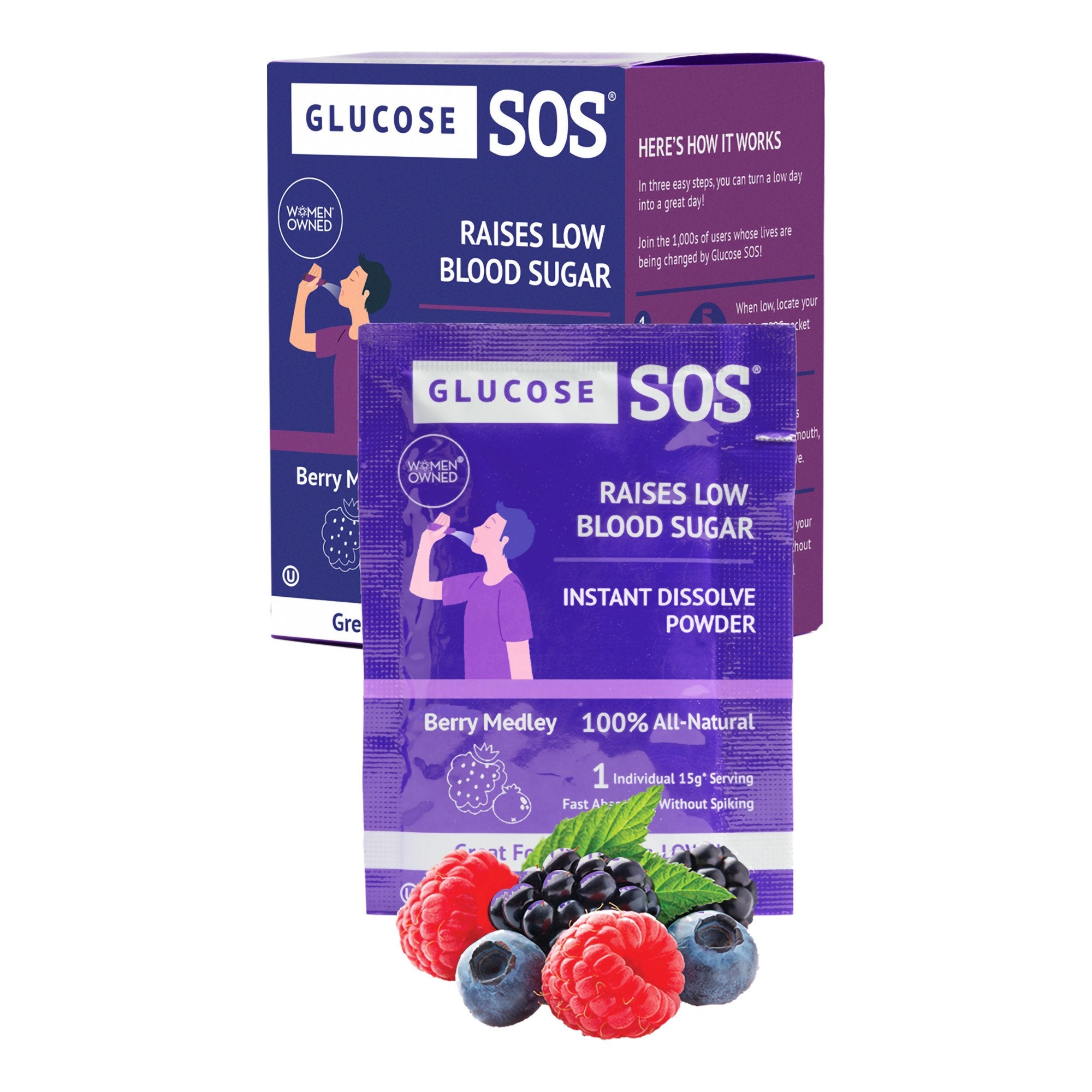 Glucose Supplement Glucose SOS® 6 per Box Powder Fruit Medley Flavor