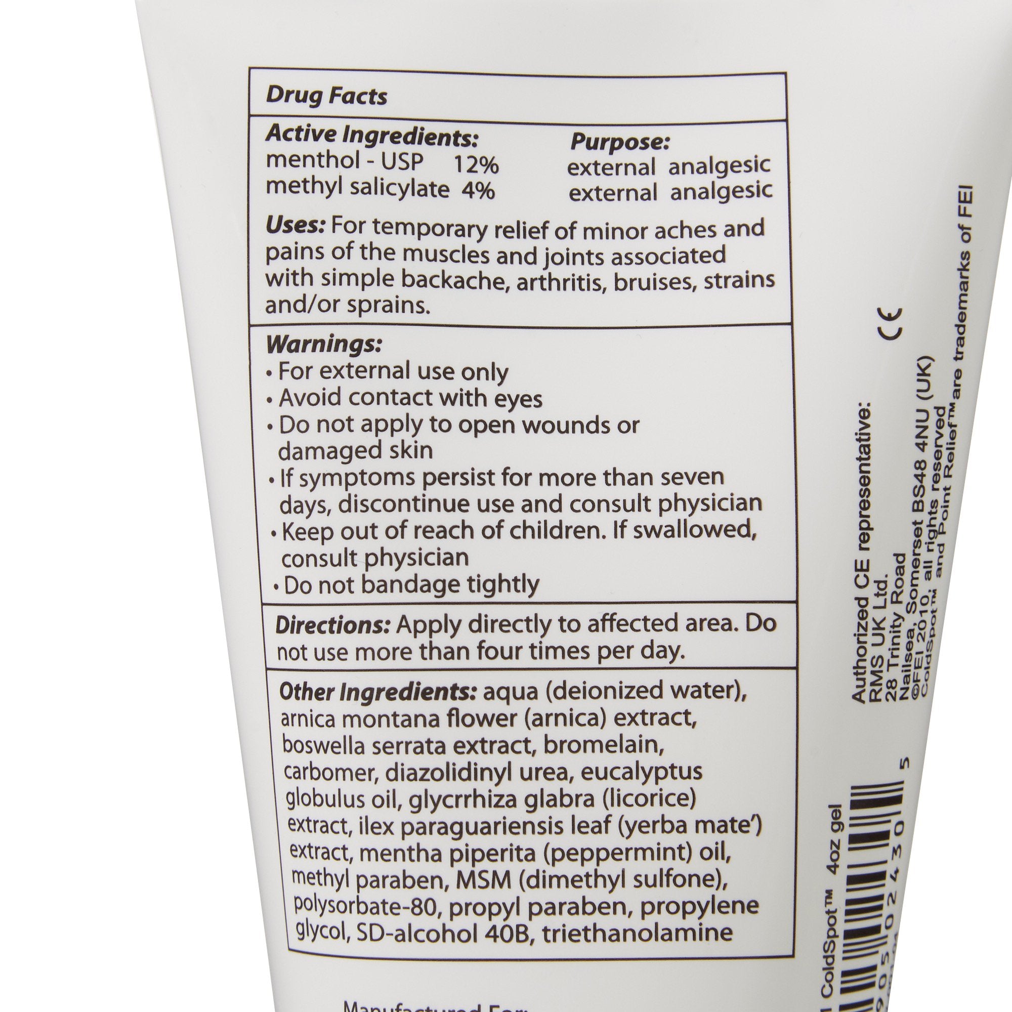 Topical Pain Relief Point Relief® ColdSpot™ 0.06% - 12% Strength Menthol / Methyl Salicylate Topical Gel 4 oz. - image 6