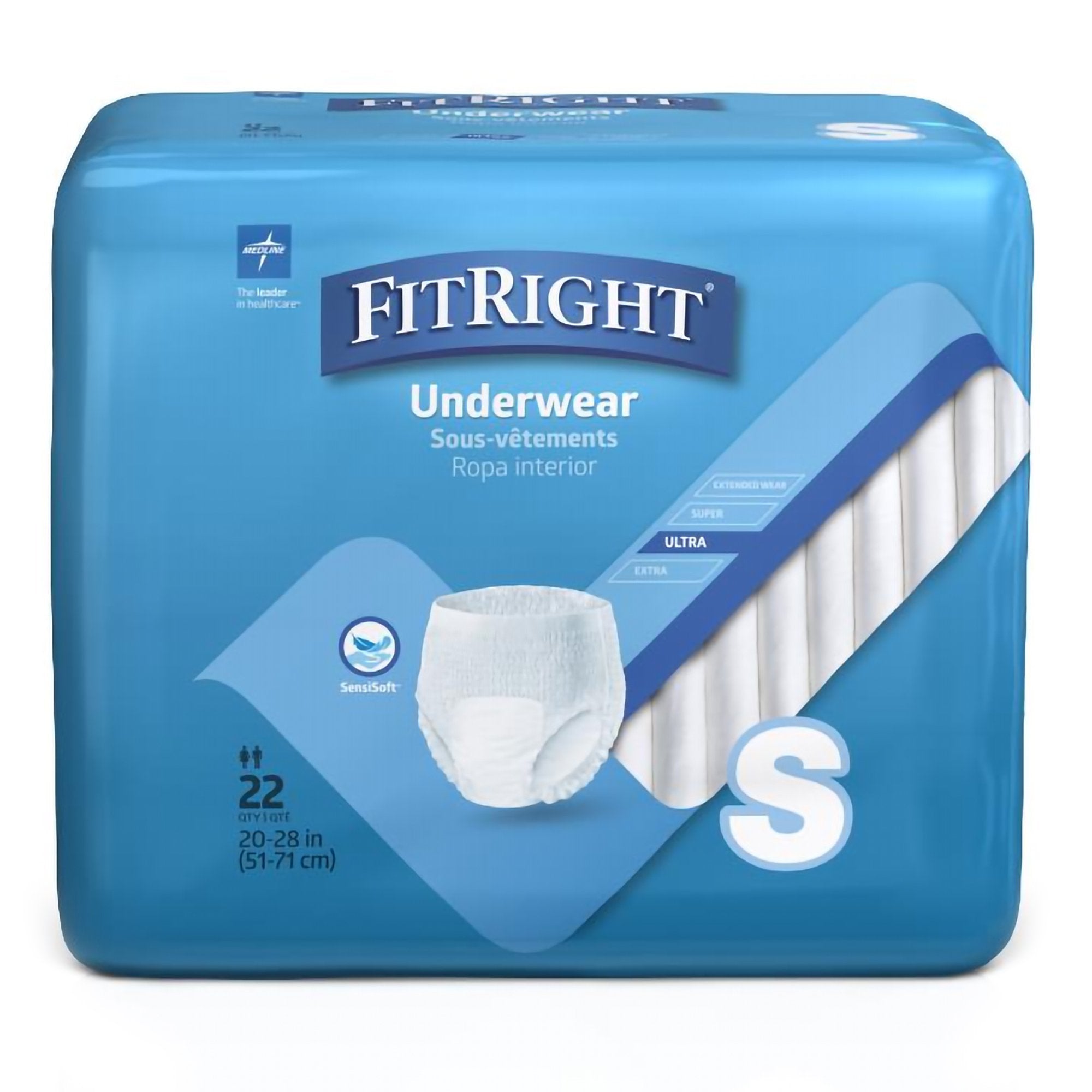 Absorbent Underwear FitRight® Classic Pull On with Tear Away Seams Small Unisex Disposable Moderate Absorbency