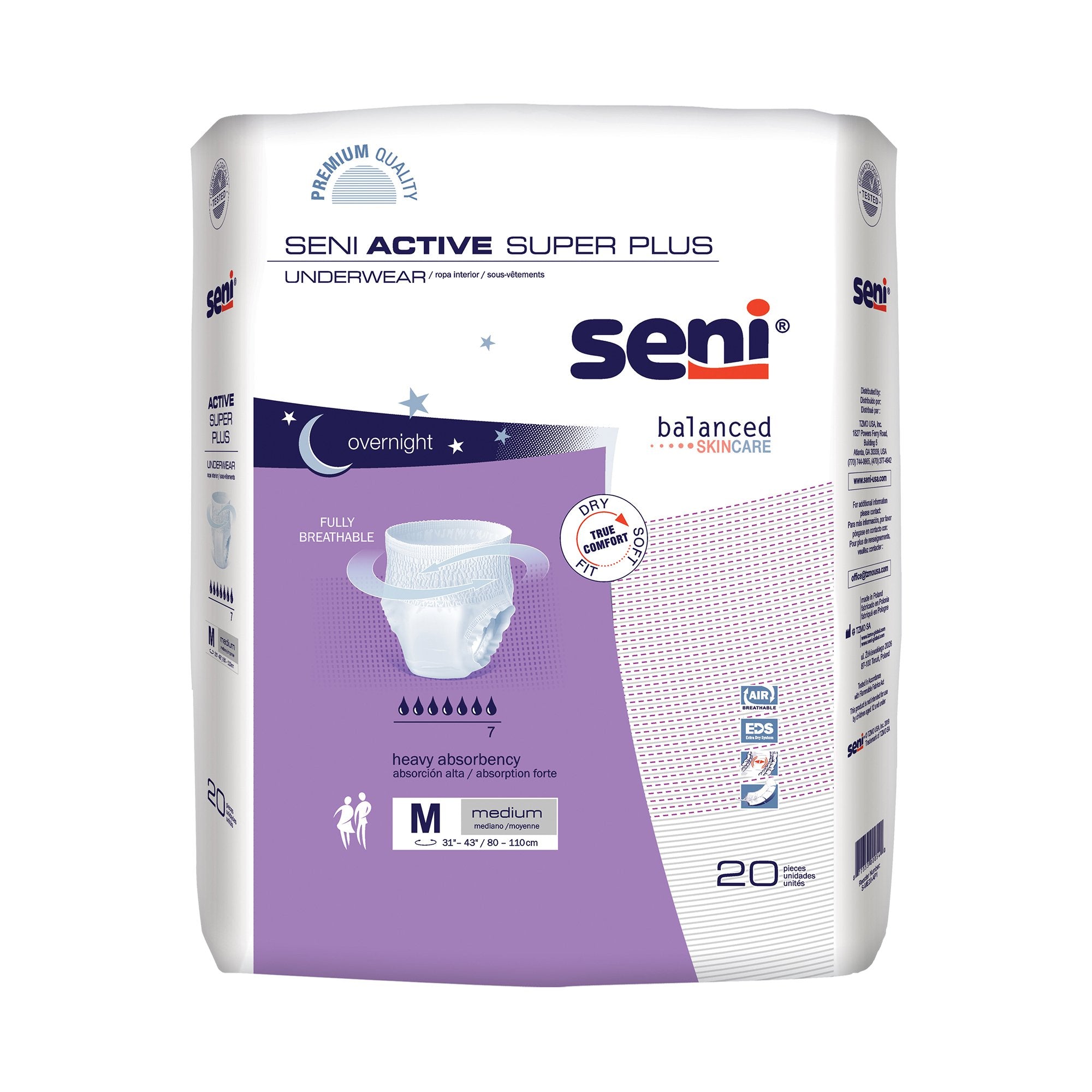 Seni® Active Super Plus Overnight Heavy Absorbent Underwear, Medium