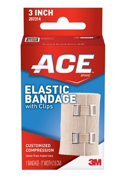 Elastic Bandage 3M™ ACE™ 3 Inch Width Clip Detached Closure Tan NonSterile Standard Compression