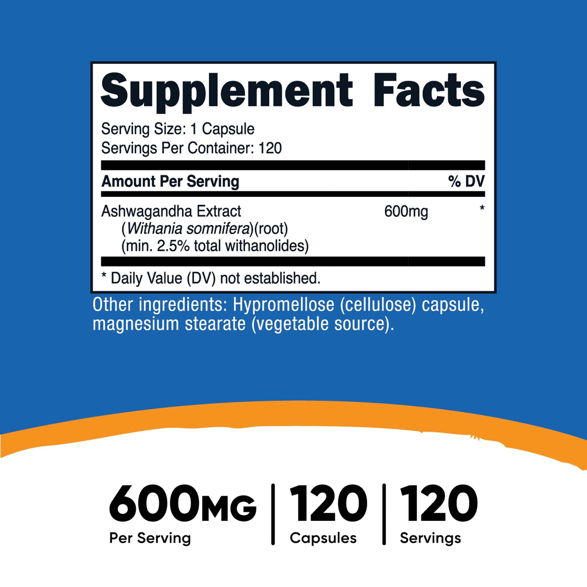 Dietary Supplement nutricost® Ashwagandha Root 600 mg Strength Capsule 120 Per Bottle - image 5