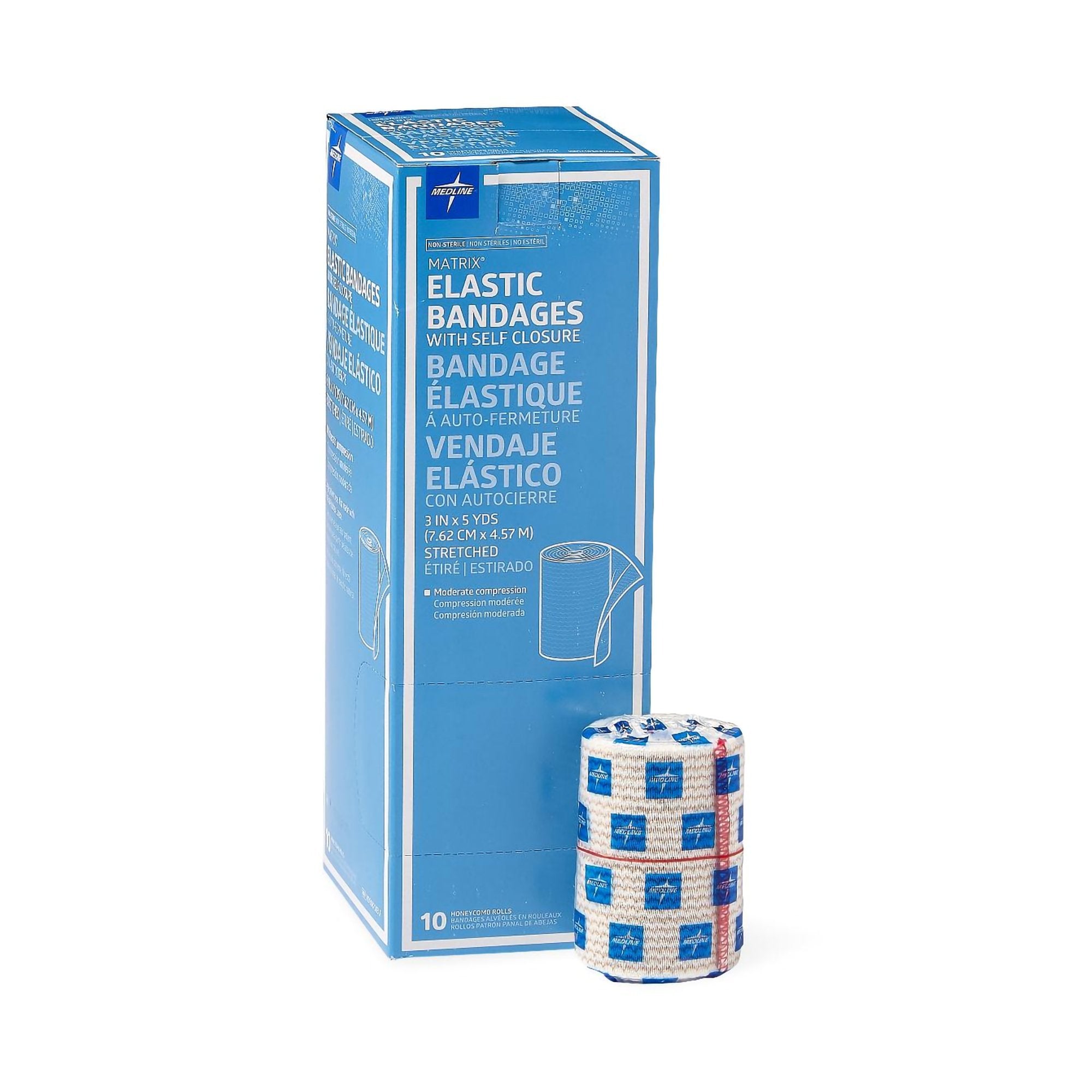 Elastic Bandage Matrix 3 Inch X 5 Yard Double Hook and Loop Closure Natural NonSterile Medium Compression