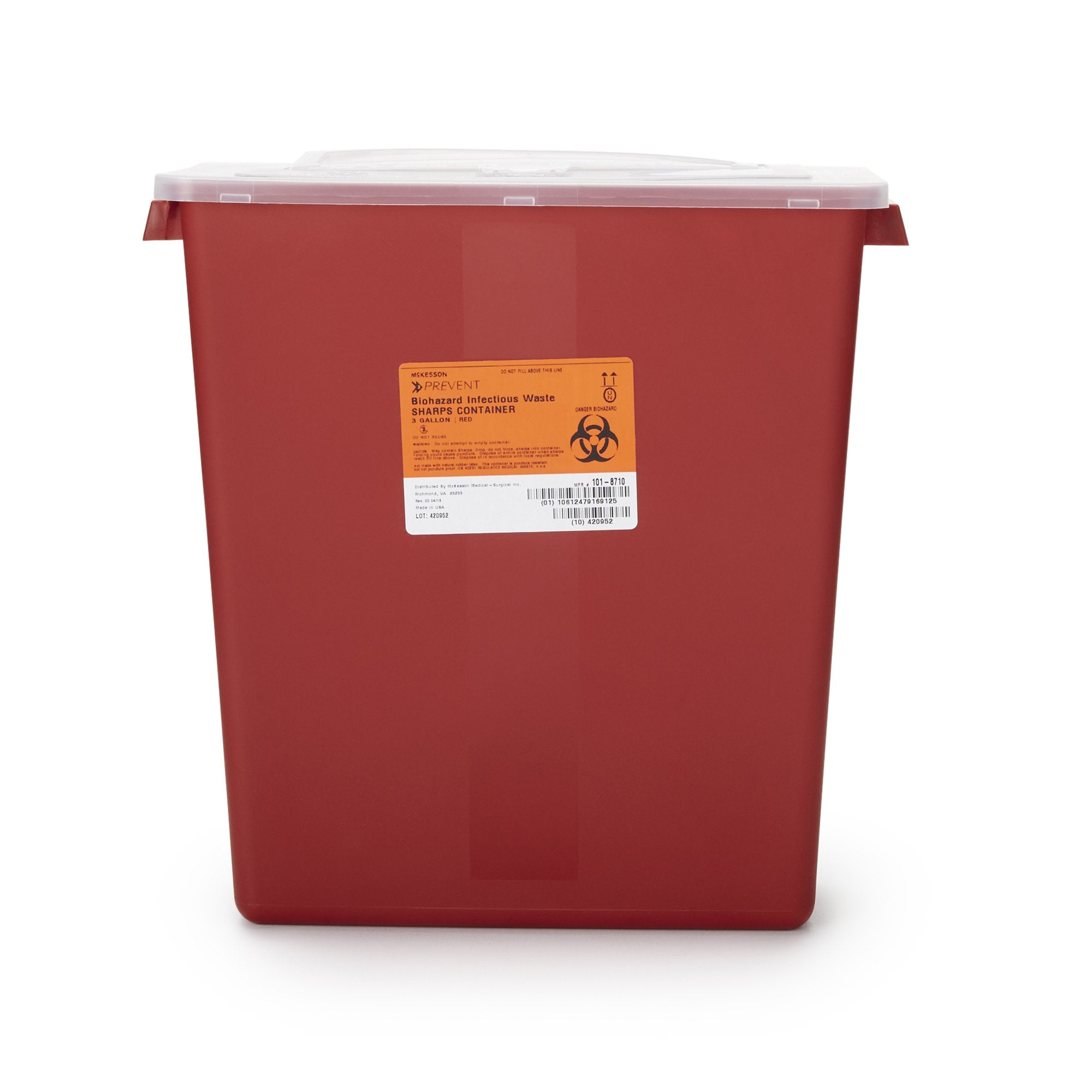 McKesson Prevent® Multi-purpose Sharps Container, 3 Gallon, 13.5 x 12.5 x 6 Inch