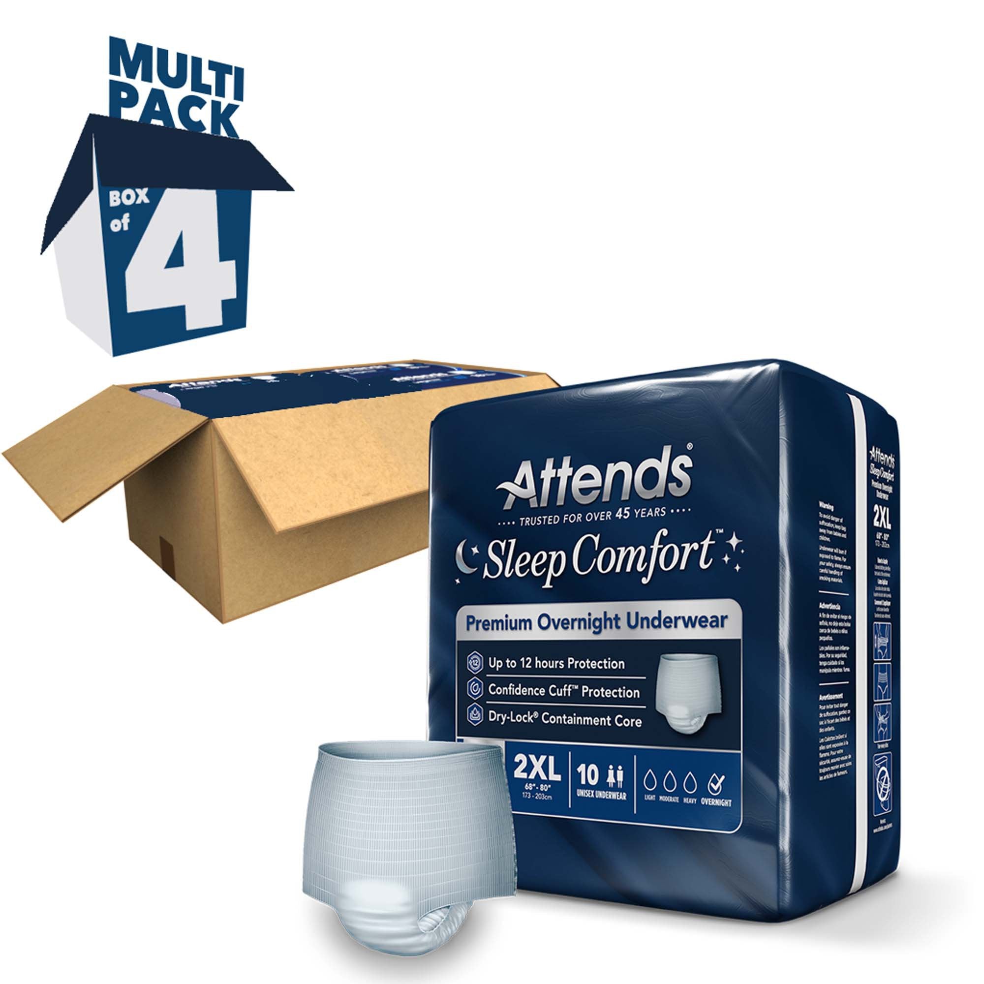 Absorbent Underwear Attends Sleep Comfort Premium Overnight Pull On with Tear Away Seams Adult 2X-Large Unisex Disposable Heavy Absorbency - image 10