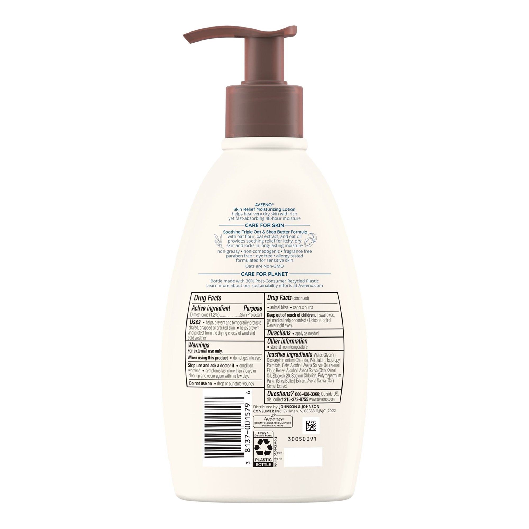 Hand and Body Moisturizer Aveeno® Skin Relief 12 oz. Pump Bottle Unscented Lotion - image 2