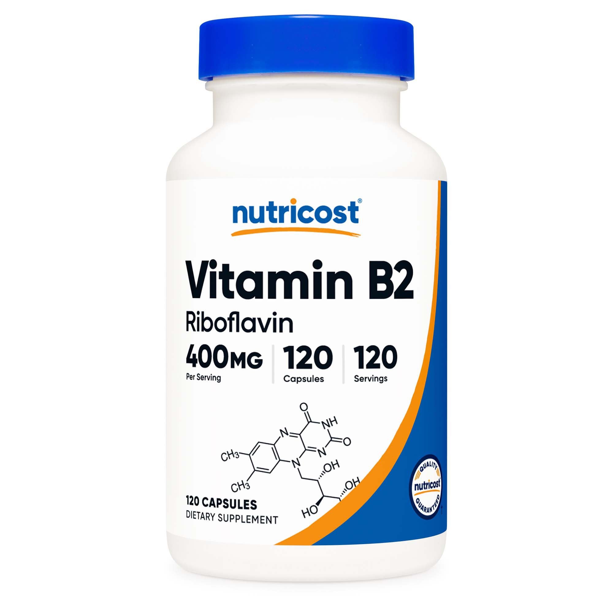 Dietary Supplement nutricost® Vitamin B2 Riboflavin Vitamin B2 400 mg Strength Capsule 120 Per Bottle