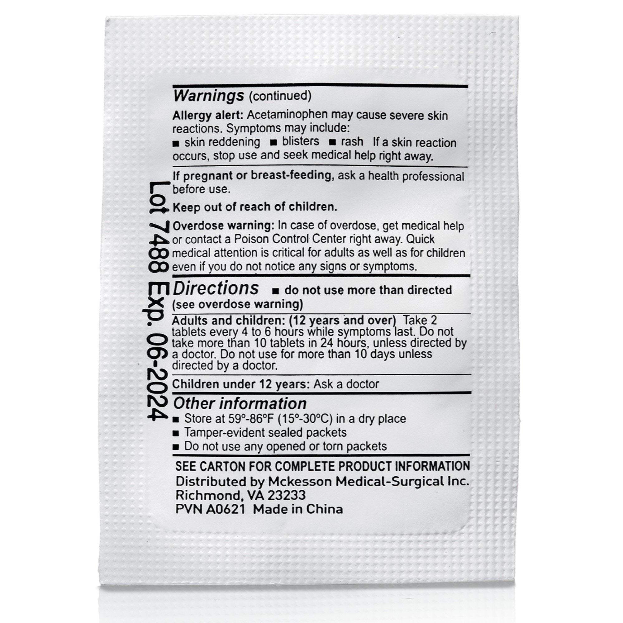 Pain Relief McKesson 325 mg Strength Acetaminophen Unit Dose Tablet 250 per Box - image 5