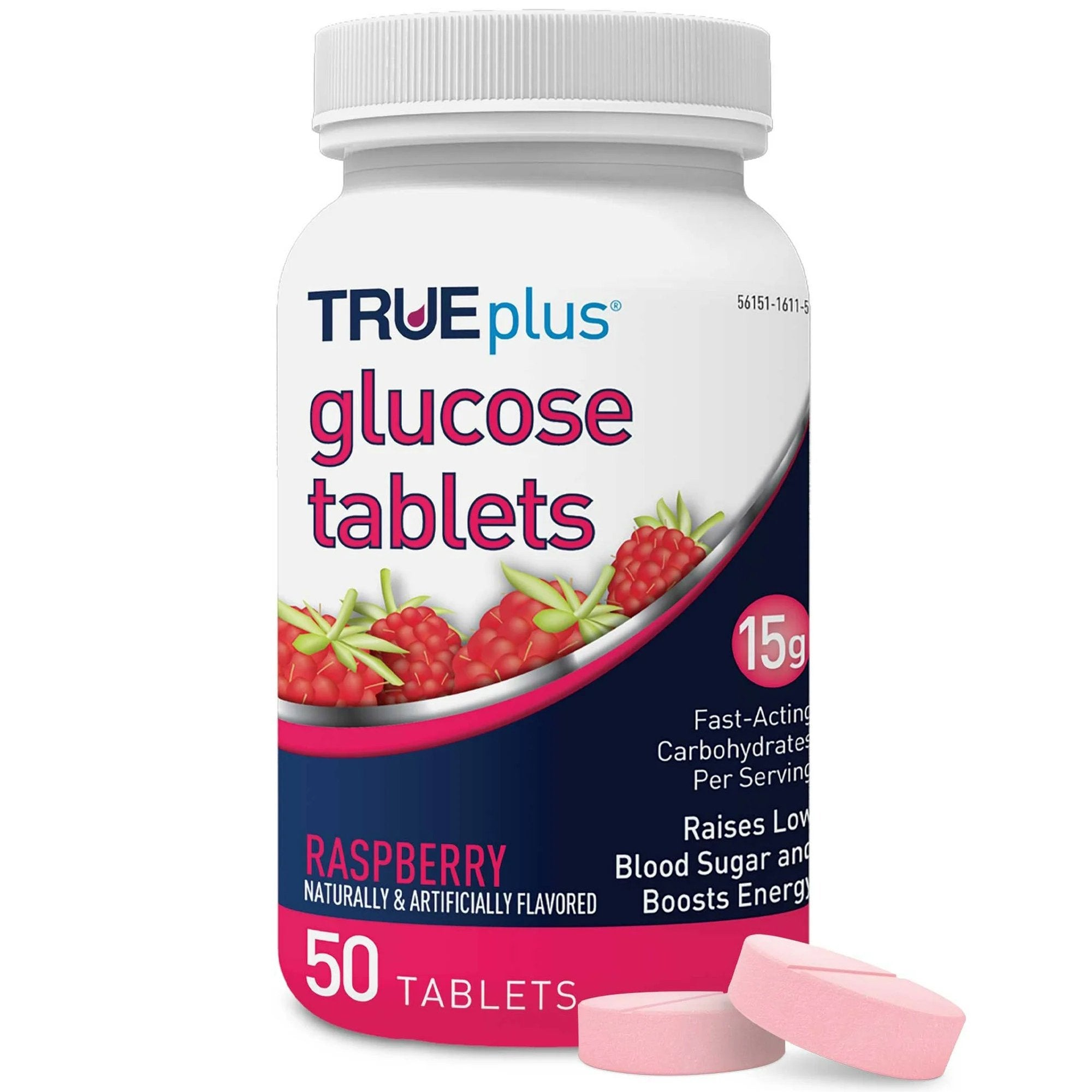 Glucose Supplement TRUEplus™ 50 per Bottle Chewable Tablet Raspberry Flavor