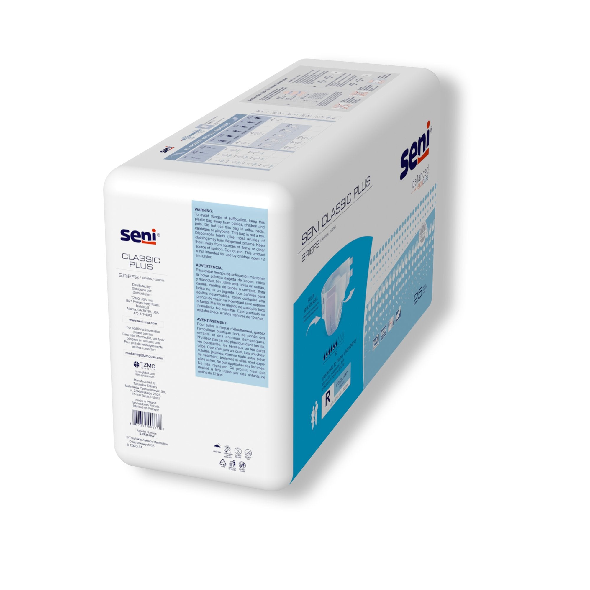 Incontinence Brief Seni® Classic Plus Adult Regular Unisex Disposable Moderate Absorbency - image 7