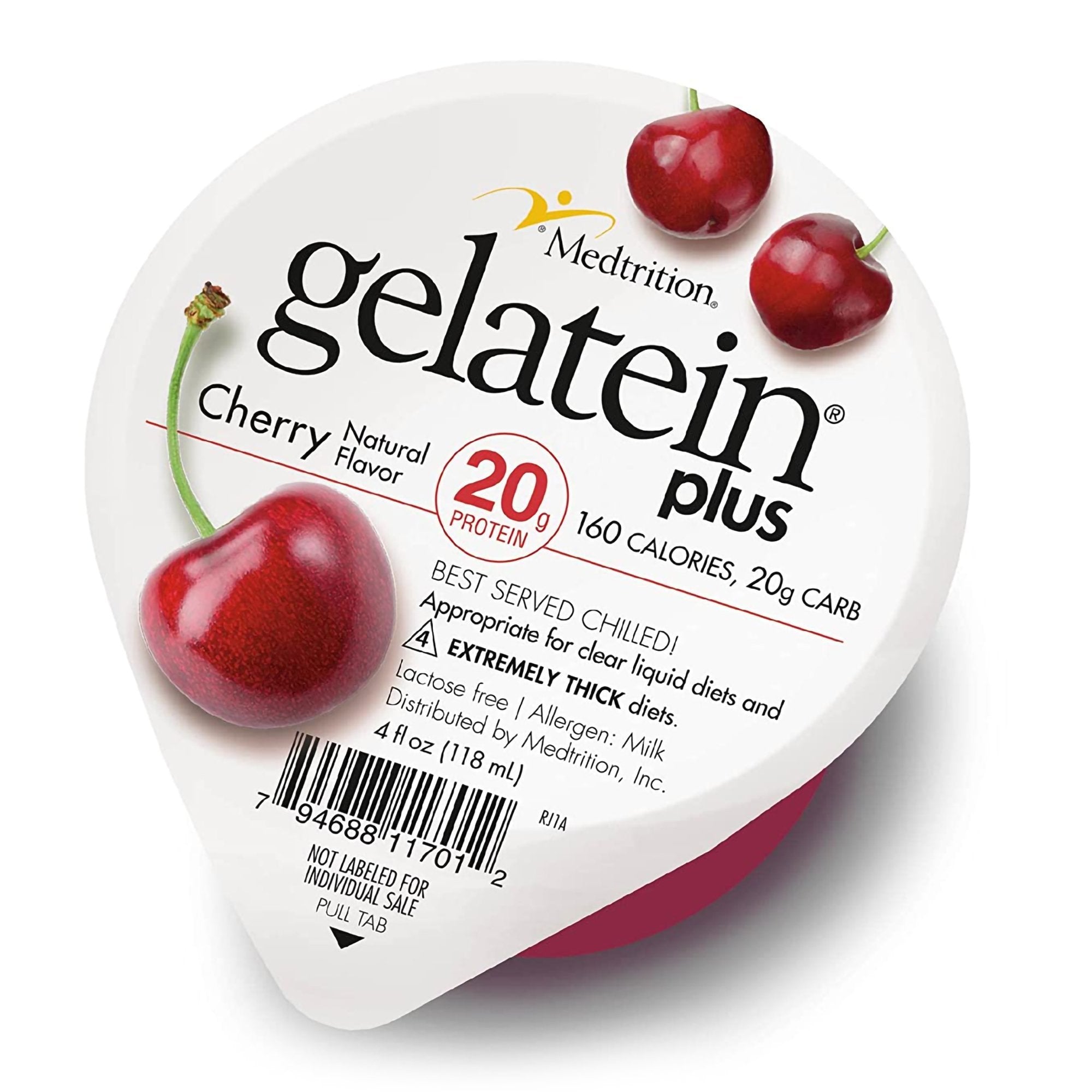 Gelatein® Plus Cherry High Protein Gelatin, 4-ounce cup