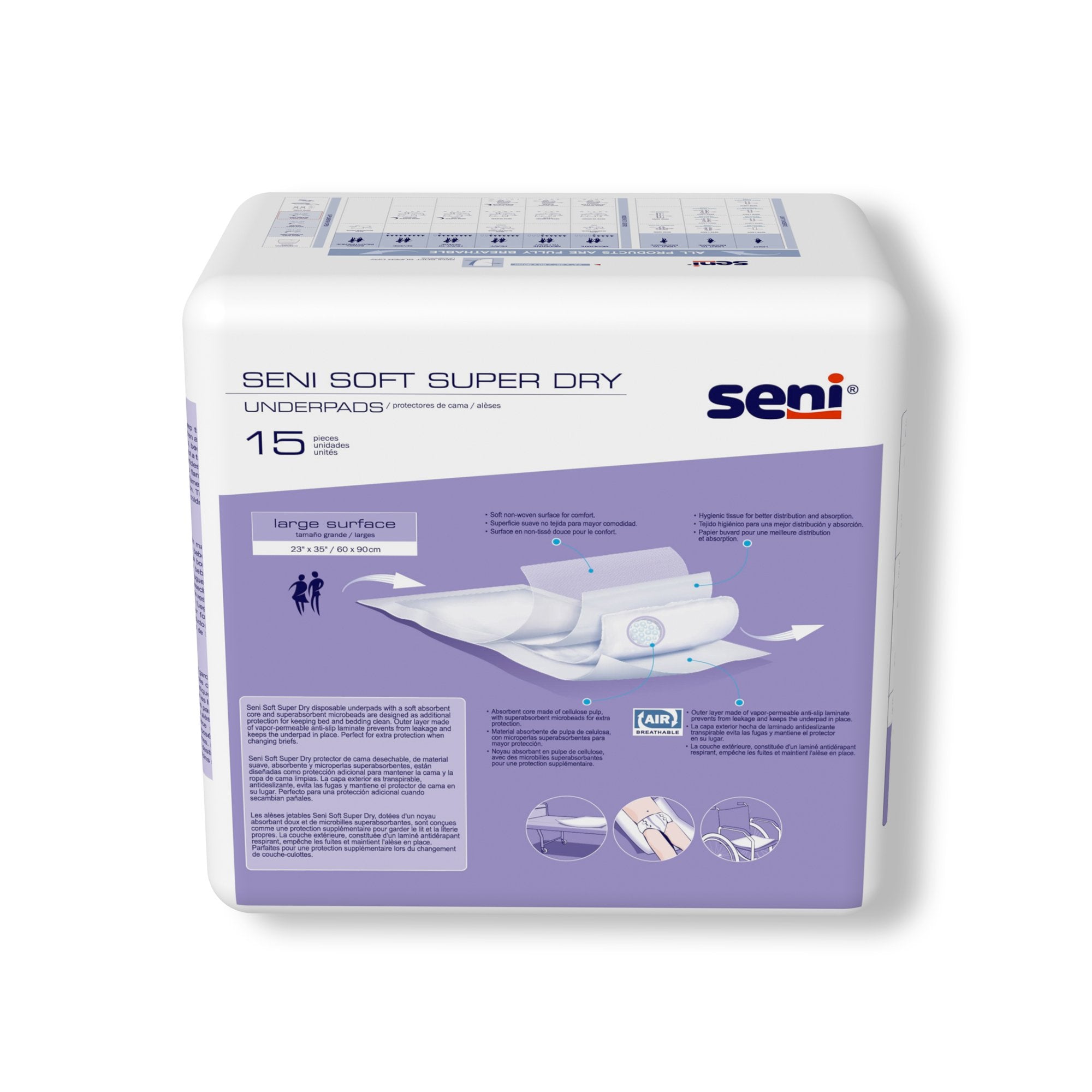 Disposable Underpad Seni® Soft Super Dry 23 X 35 Inch Cellulose Pulp Light Absorbency - image 4