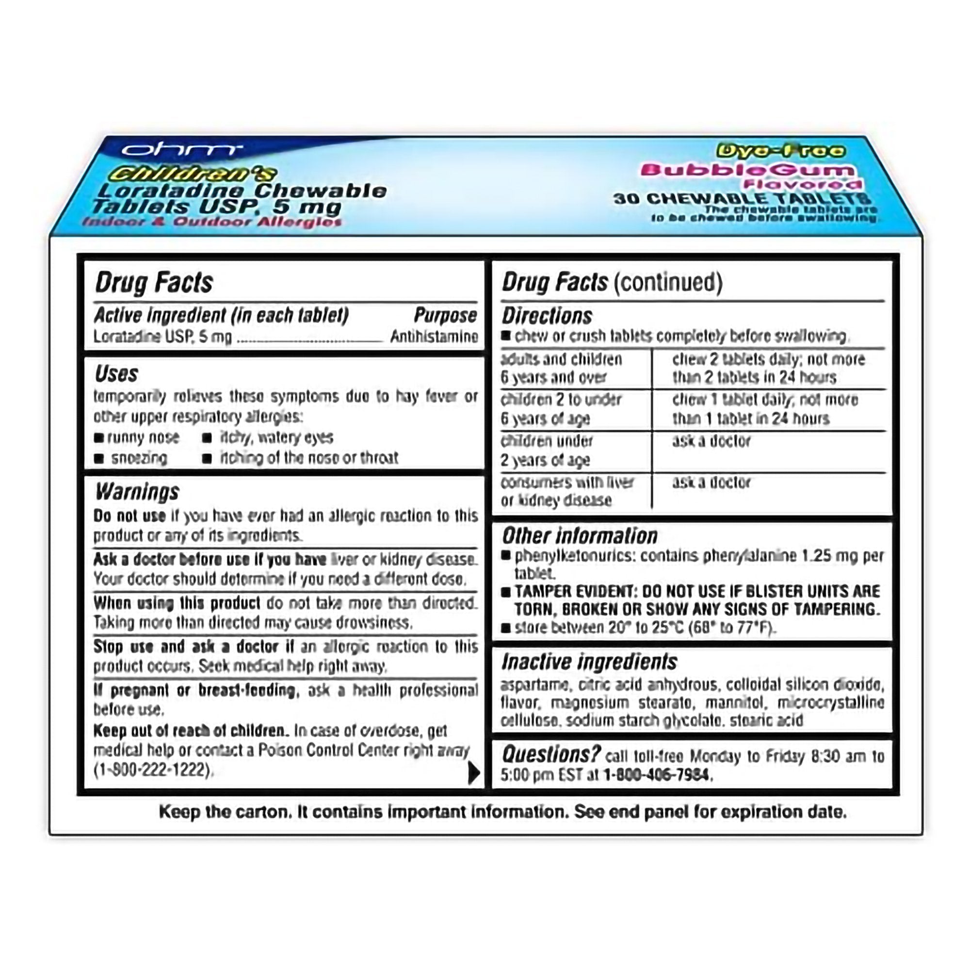 Children's Allergy Relief 5 mg Strength Chewable Tablet 30 per Box - image 3