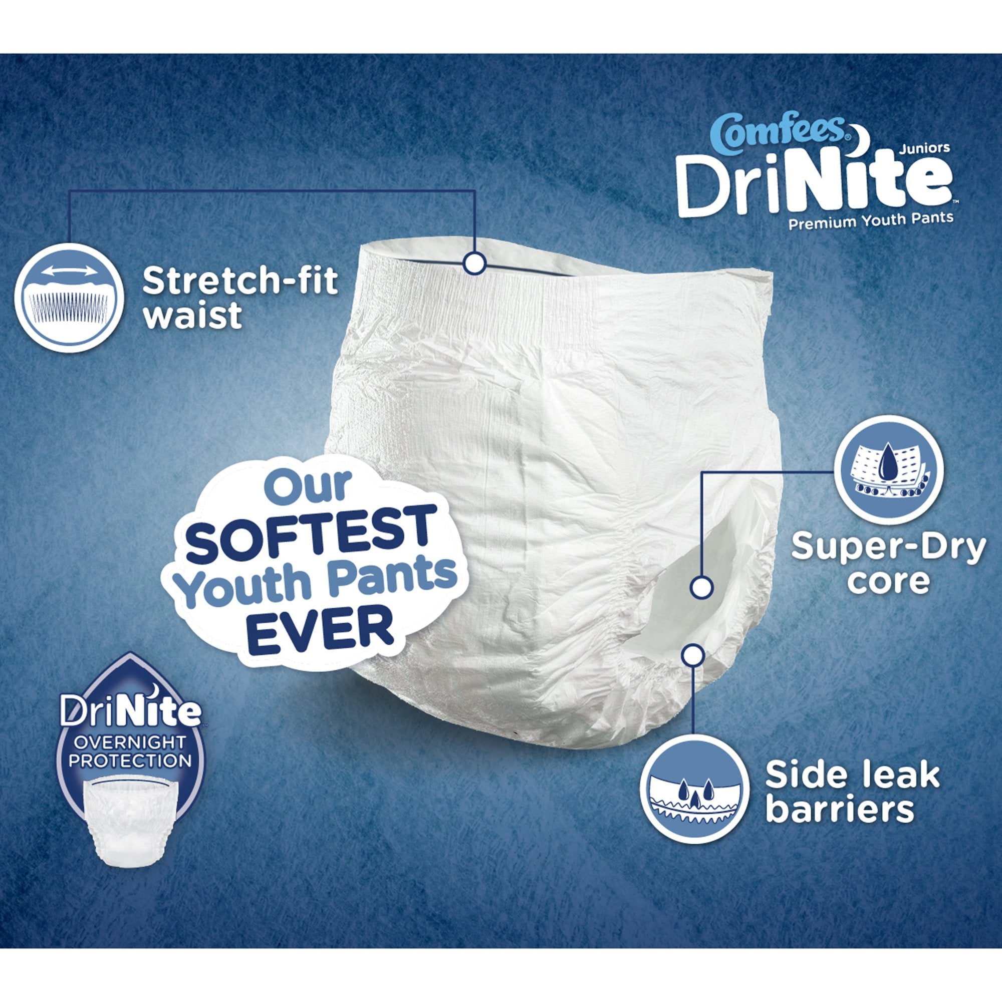Unisex Youth Absorbent Underwear Comfees® DriNite® Juniors Pull On with Tear Away Seams X-Large Disposable Heavy Absorbency - image 5