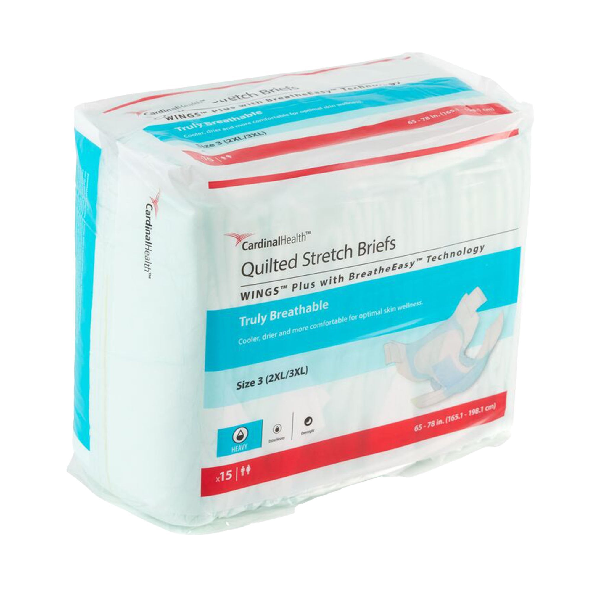 Incontinence Brief Wings™ Plus Adult Size 3 / X-Large Unisex Disposable Heavy Absorbency