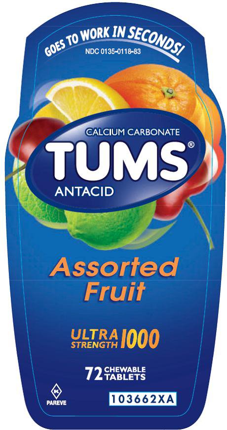Tums® Ultra Strength 1000 Antacid Chewable Tablets Assorted Fruit
