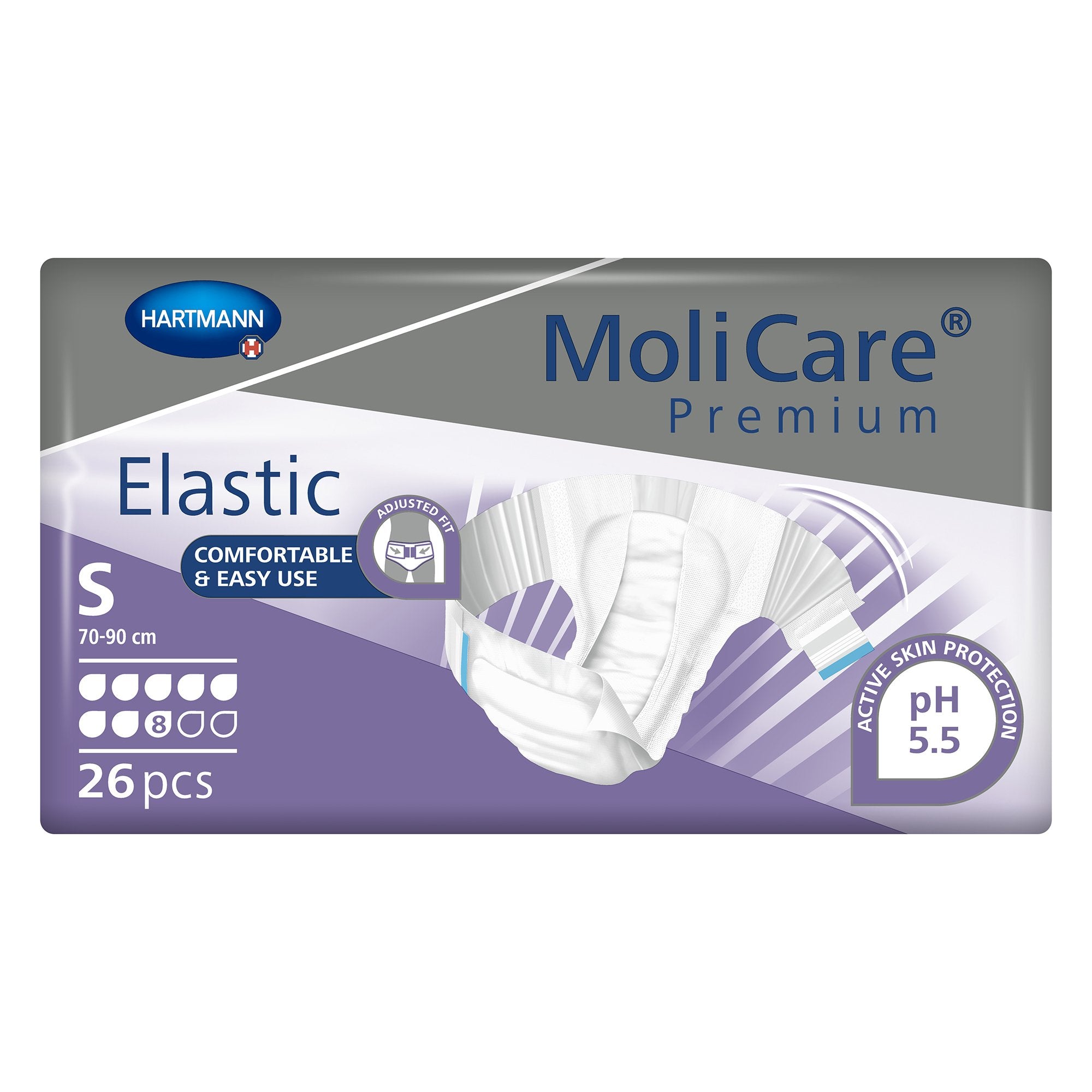 Incontinence Brief MoliCare® Premium Elastic 8D Adult Small Unisex Disposable Heavy Absorbency - image 2