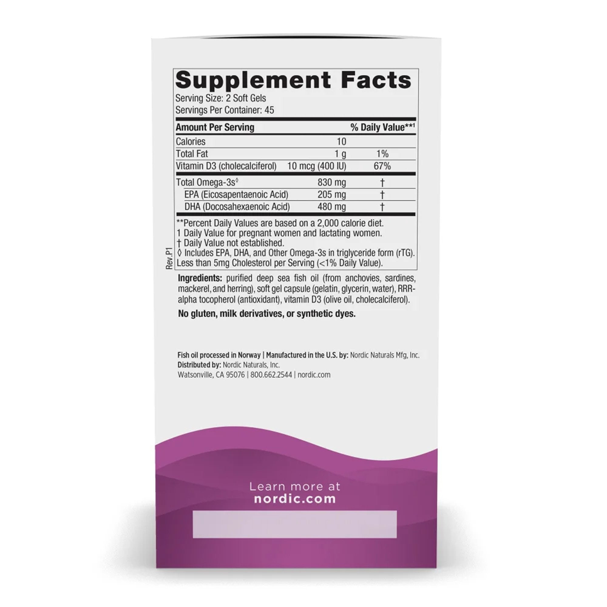 Dietary Supplement Nordic Naturals® Prenatal DHA Vitamin D3 10 mcg Strength Softgel 90 per Bottle - image 2
