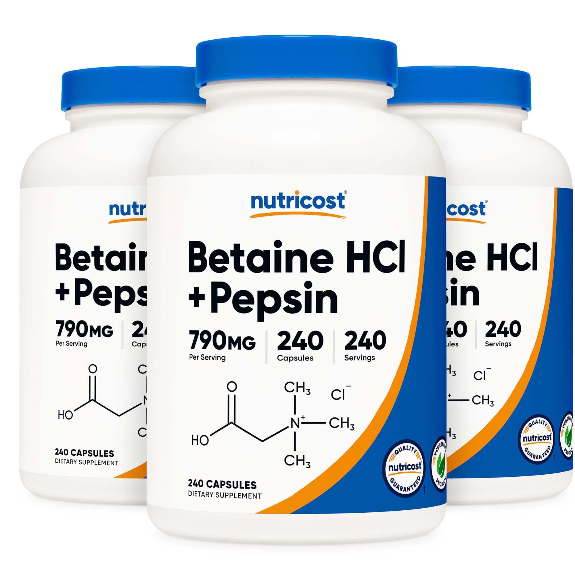 Dietary Supplement nutricost® Betaine HCl / Pepsin 790 mg Strength Capsule 240 Per Bottle - image 2