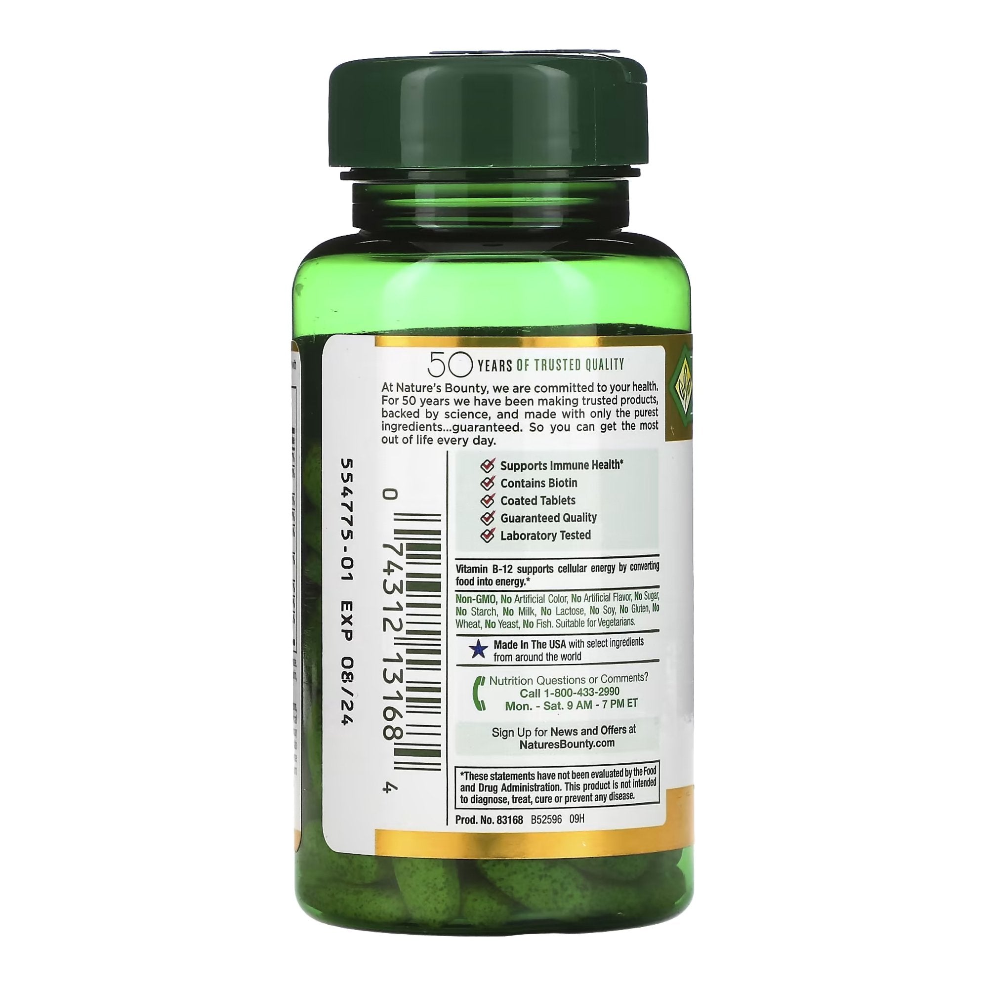 Multivitamin Supplement Nature's Bounty® Vitamin B / Folic acid / Ascorbic Acid 60 mg - 100 mcg - 400 mcg Strength Tablet 150 per Bottle - image 2