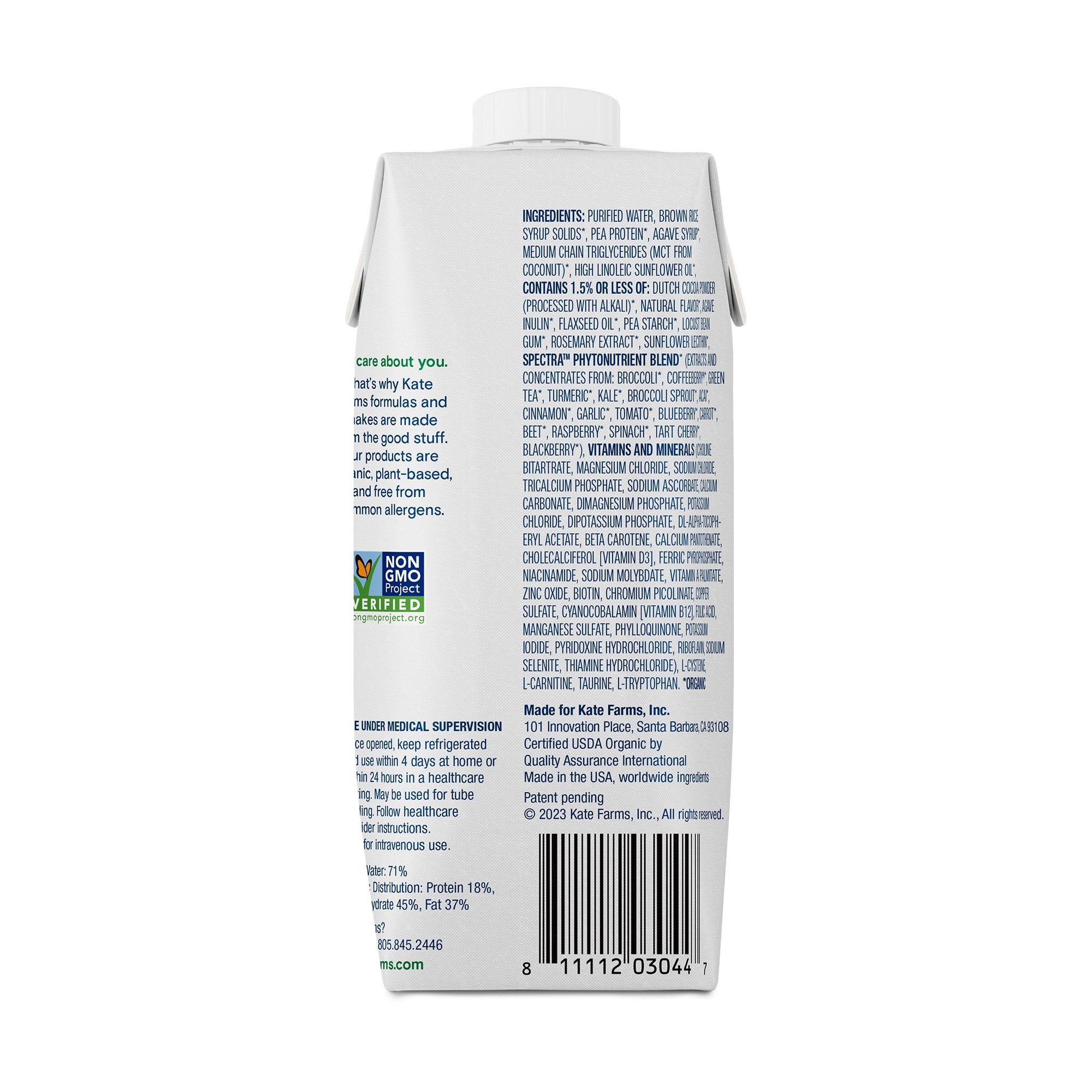 Oral Supplement Kate Farms Standard 1.4 Chocolate Flavor Liquid 11 oz. Carton - image 2