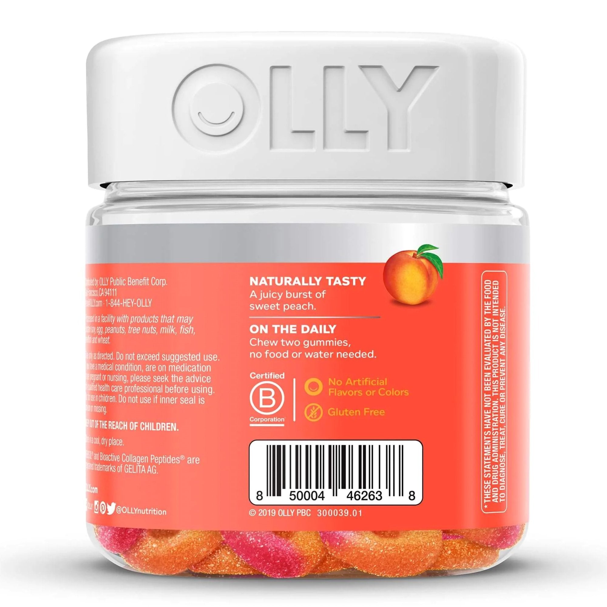 Dietary Supplement OLLY® Collagen Rings Collagen Peptides 2,500 mg Strength Gummy 30 per Bottle Peach Flavor - image 4