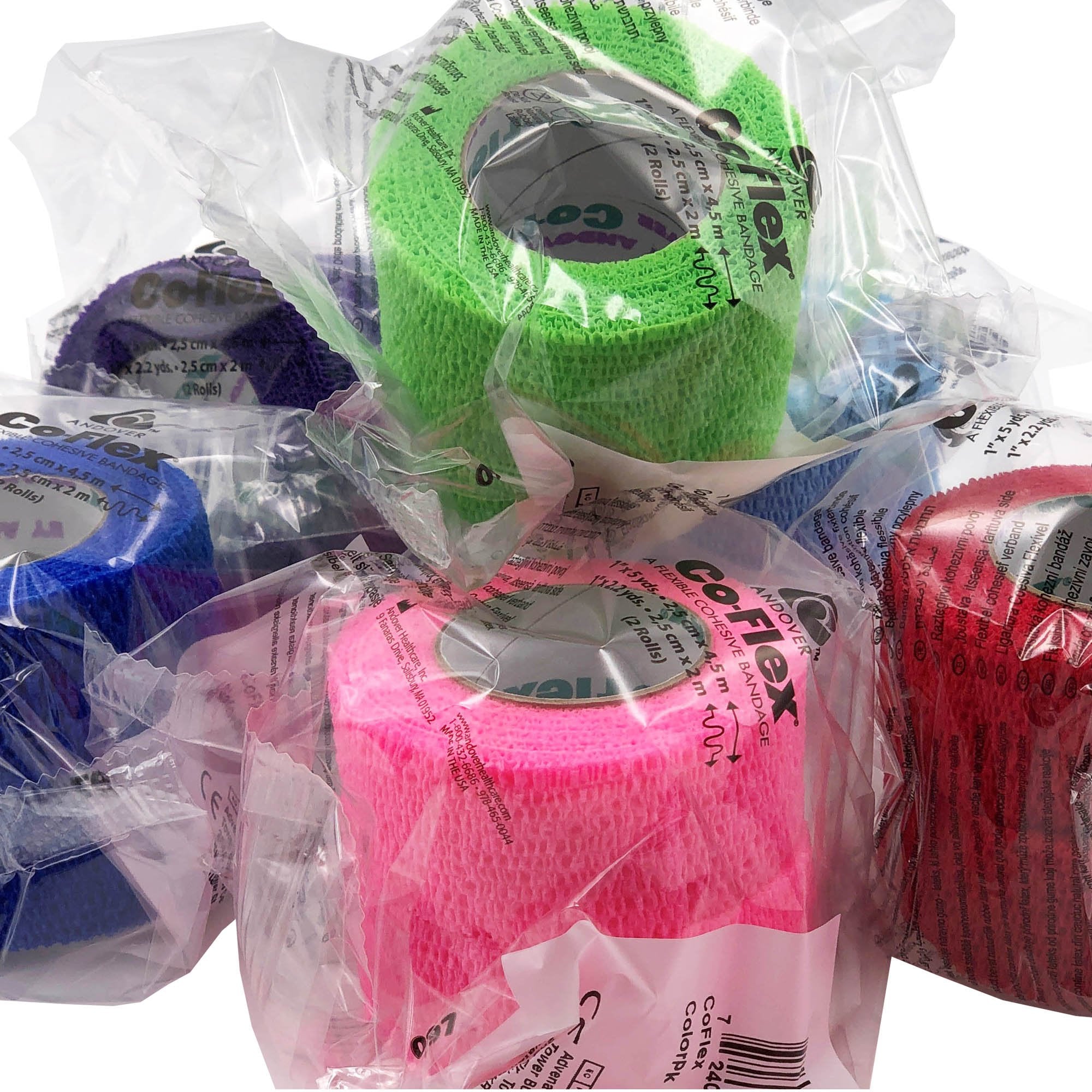 Cohesive Bandage CoFlex® 1-1/2 Inch X 5 Yard Self-Adherent Closure Neon Pink / Blue / Purple / Light Blue / Neon Green / Red NonSterile 14 lbs. Tensile Strength - image 3