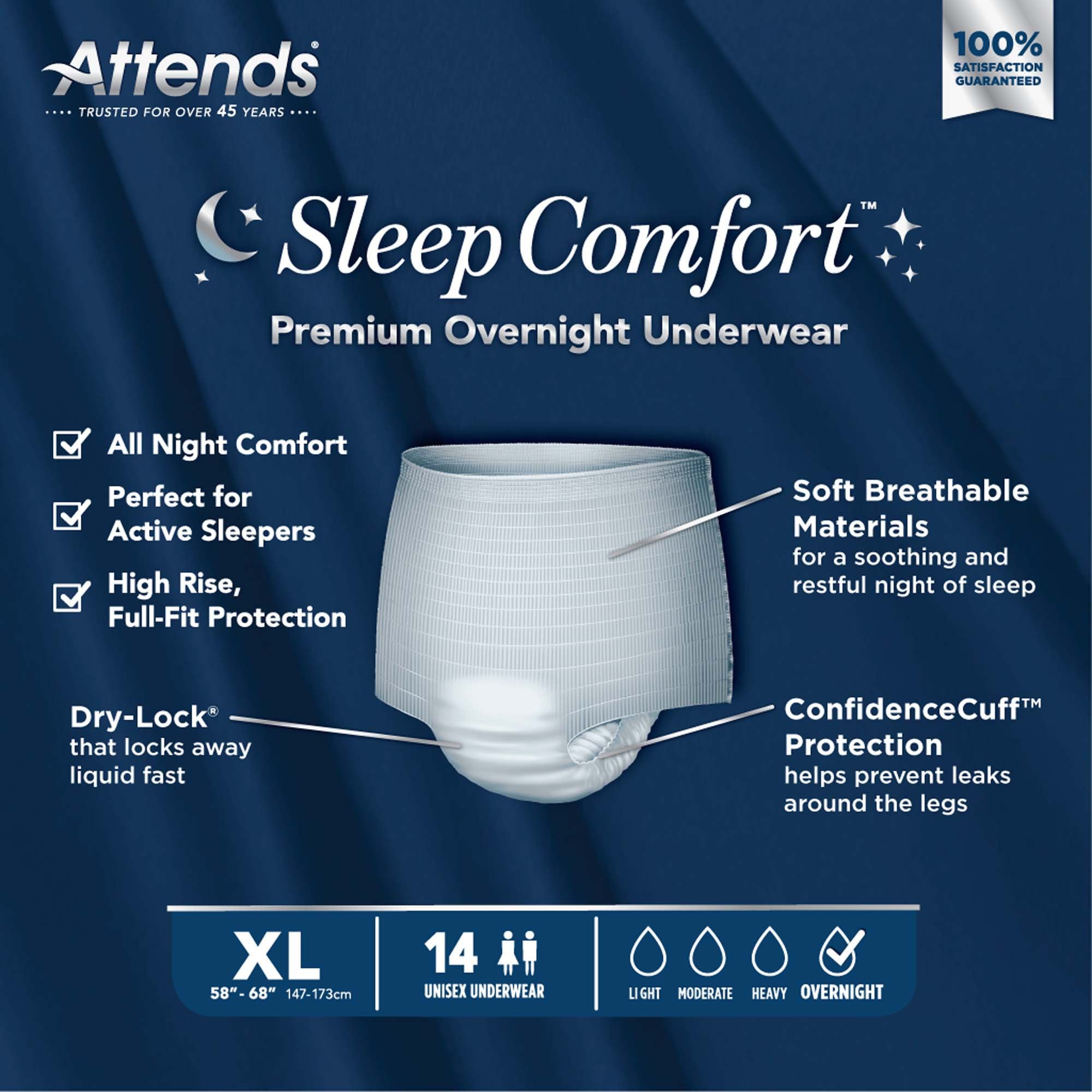 Absorbent Underwear Attends Sleep Comfort Premium Overnight Pull On with Tear Away Seams Adult X-Large Unisex Disposable Heavy Absorbency - image 7