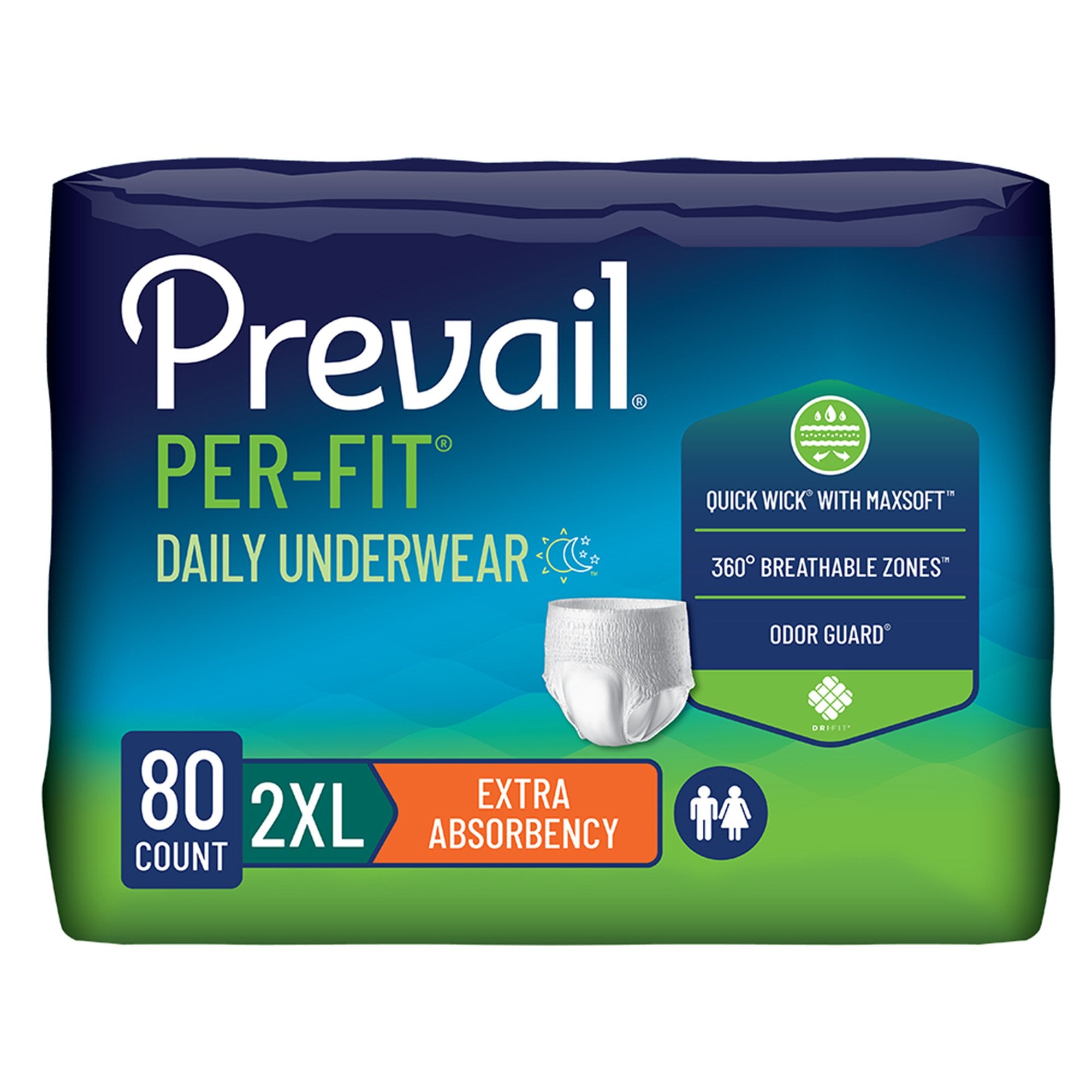 Absorbent Underwear Prevail® Per-Fit® Extra Pull On with Tear Away Seams Adult 2X-Large Unisex Disposable Heavy Absorbency - image 3