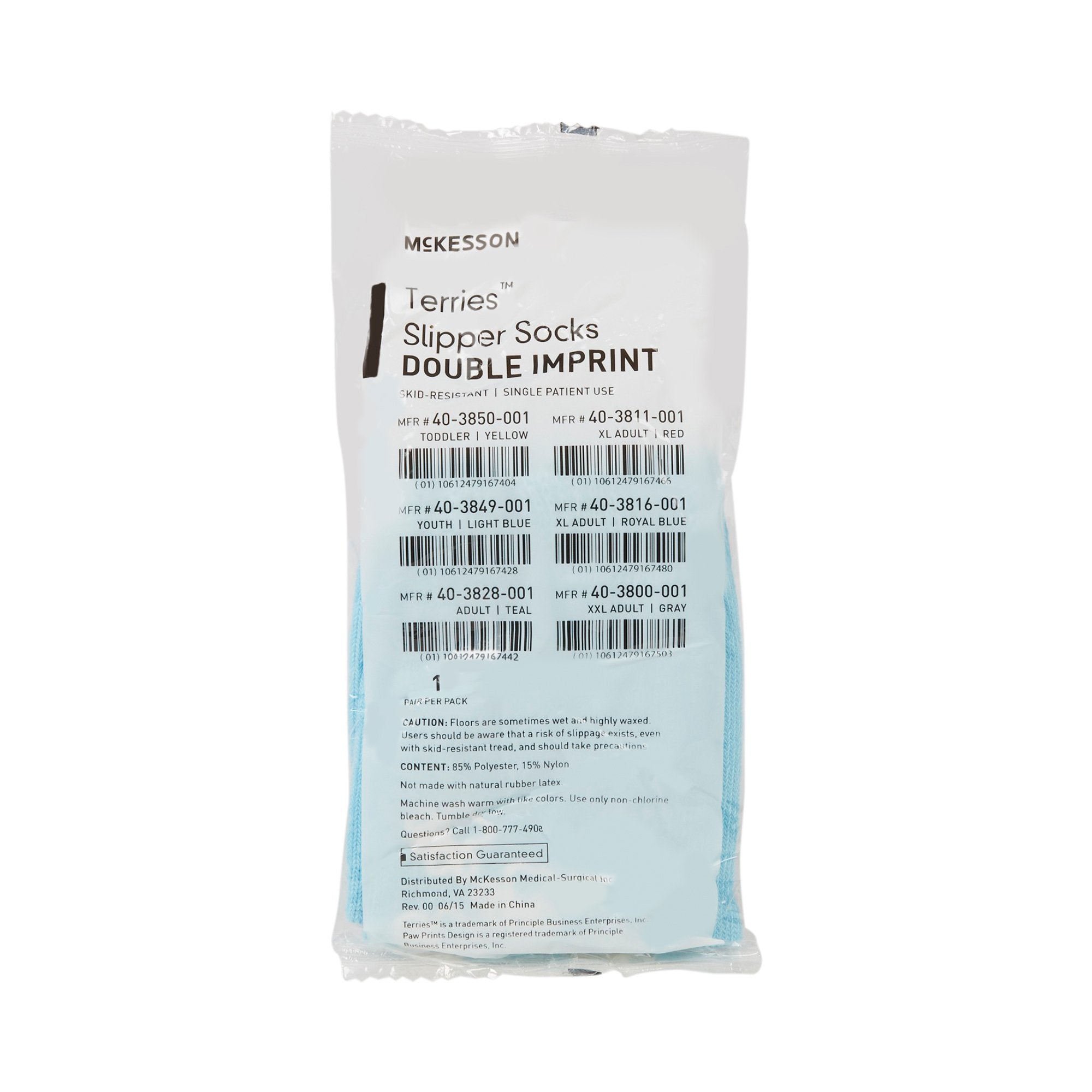 Slipper Socks McKesson Terries™ Unisex Child Double Tread Single Patient Use Light Blue - image 2