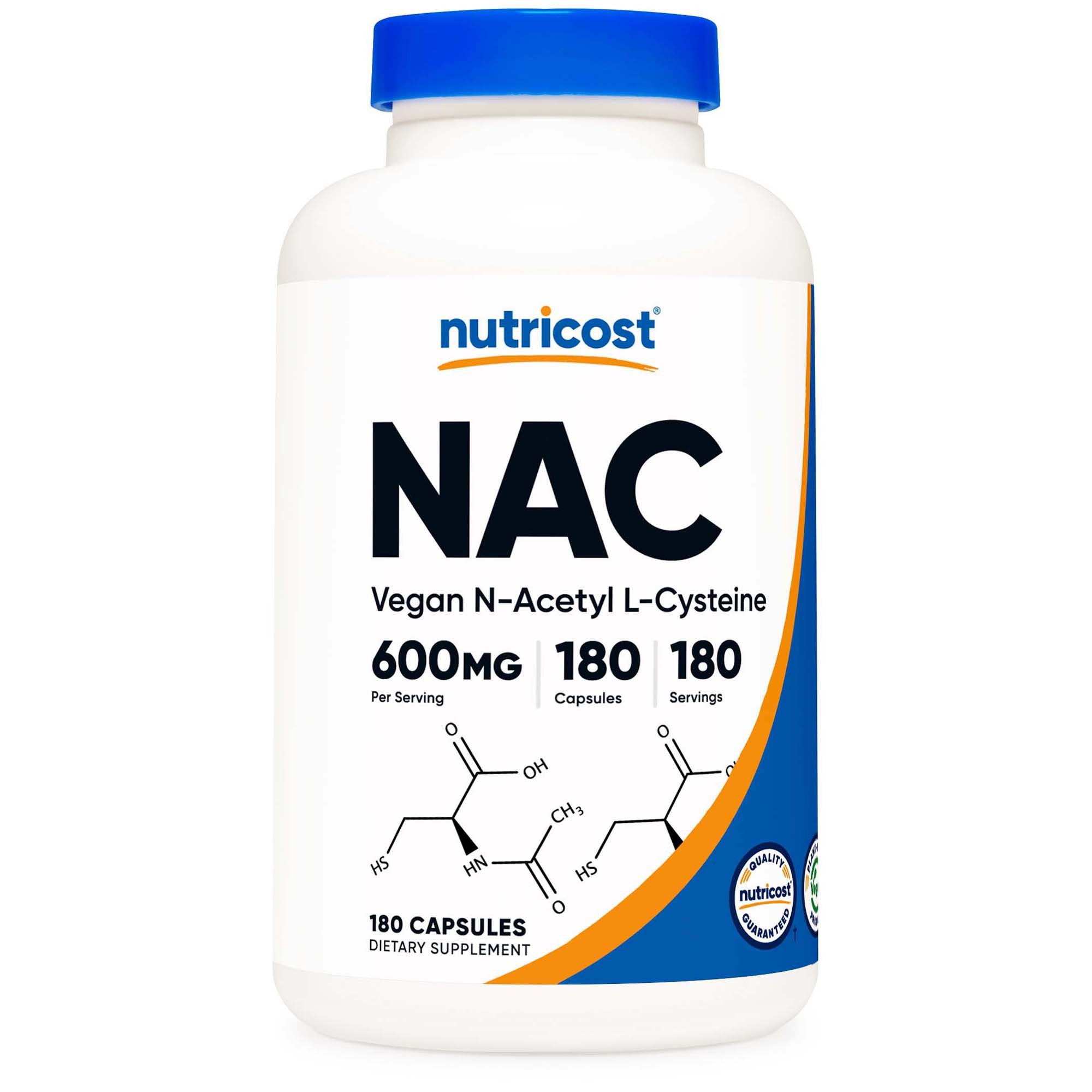 Dietary Supplement nutricost® Acetyl L-Cysteine NAC 600 mg Strength Capsule 180 Per Bottle